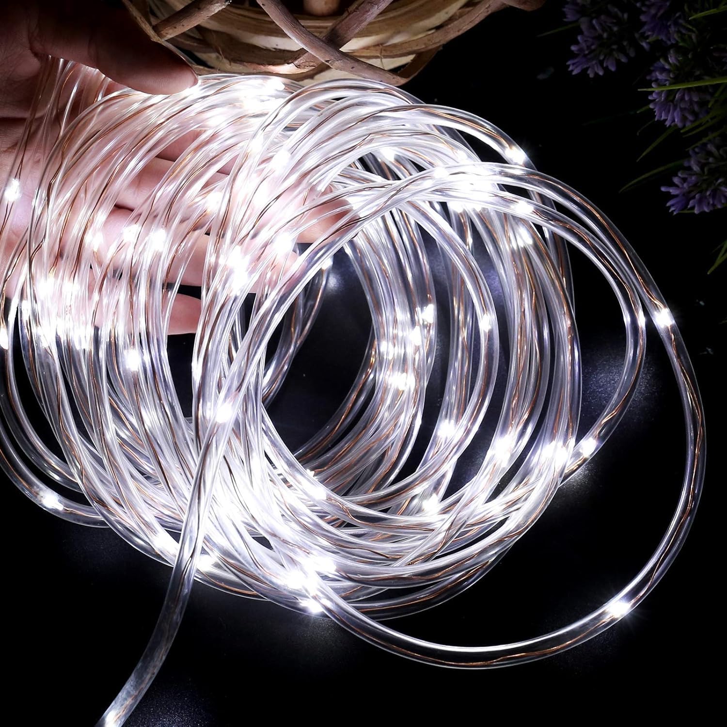 Lighting EVER 33ft Plug-in Rope Lights, 100 LED Cool White, Small Tube, Daylight White, Model EA430033-DW-US