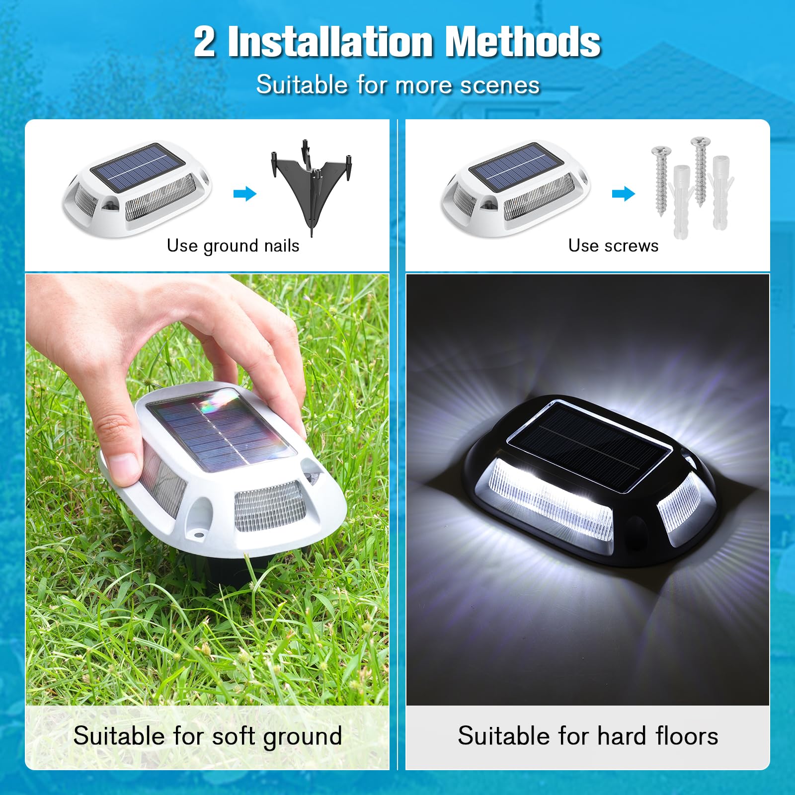 VOLISUN Solar Driveway Lights 4 Pack, IP67 Waterproof RGB Color Outdoor Step Lights, Model 21433ZM