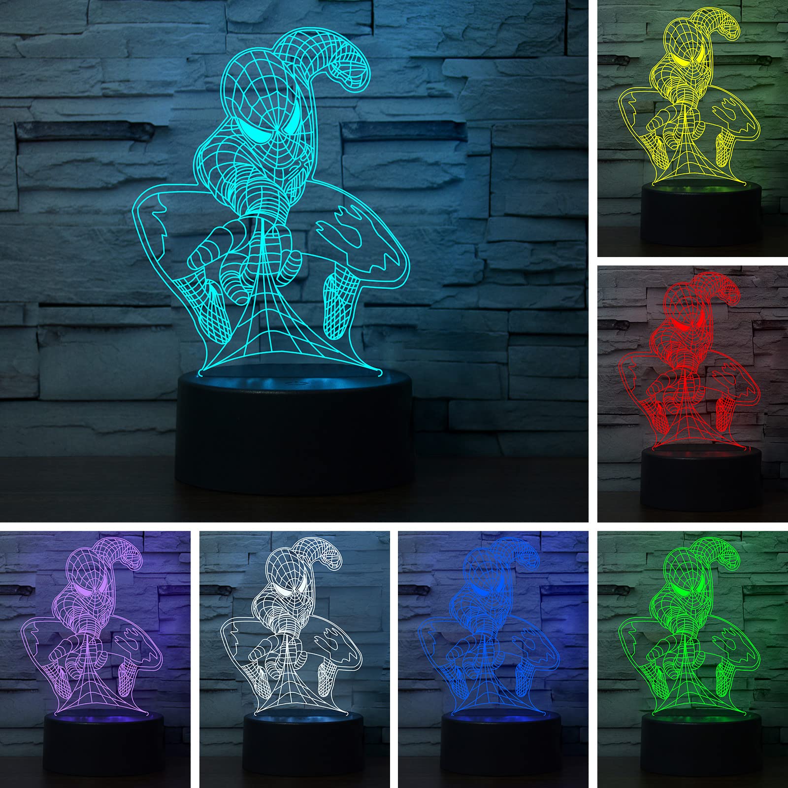 Wandaiyong 3D Illusion Led Night Light,Visual Creative 7 Colors Gradual Changing Touch Switch Usb Table Lamp For Holiday Gifts Or Home Decorations