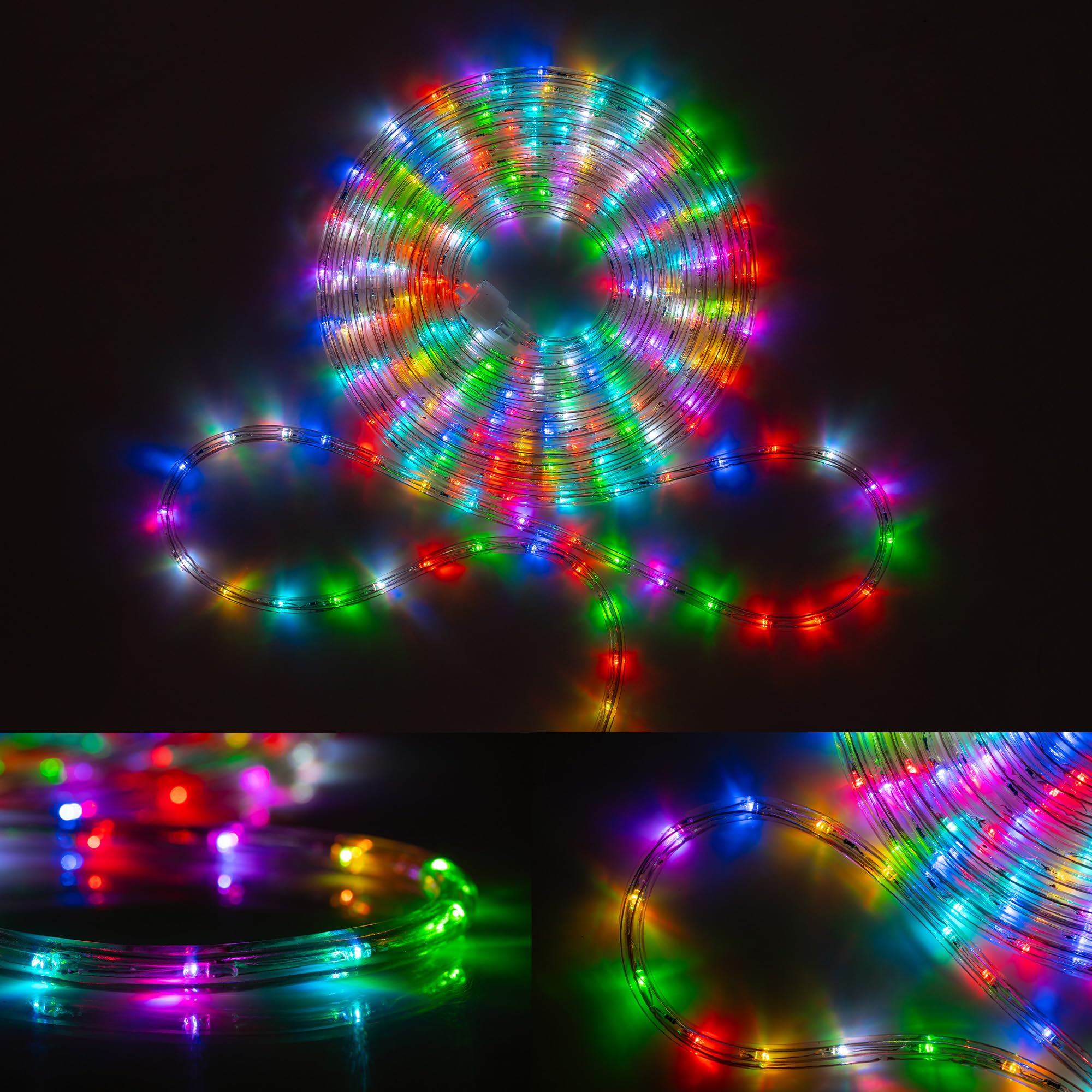 Wyzworks 50Ft 576Leds, 10 Color Changing Outside Rope Light 12-Modes W/Remote Controller, Outdoor Etl Certified Weatherproof Permanent 360 Degree Flexible Bend & Light Emitting Accent Lighting