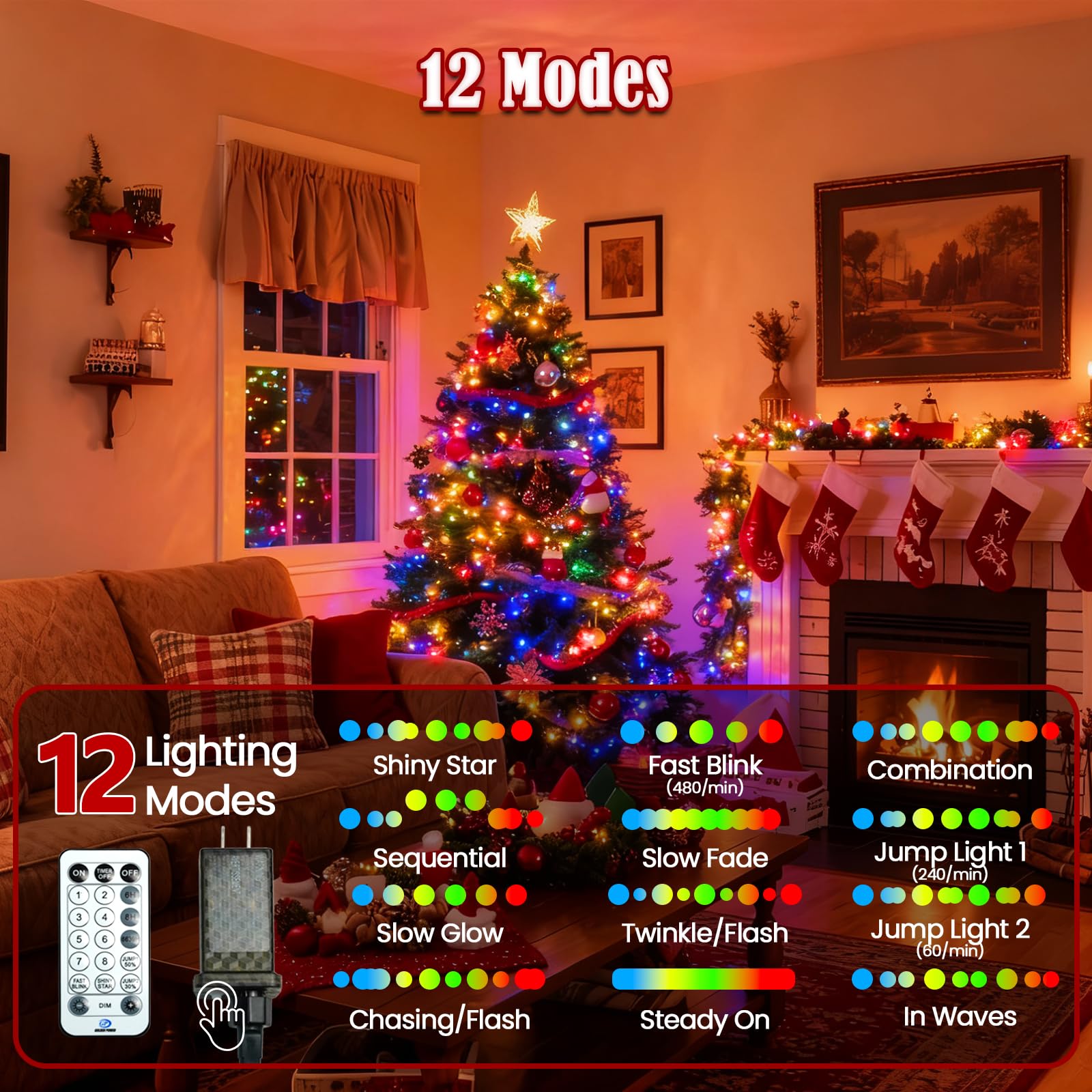 Voice Control 88Ft 240Led Smart Christmas String Lights Outdoor/Indoor | String Lights Plug In With Remote  12Modes  7Voice Commands & Timers  Christmas Twinkle Light For Xmas Tree Decor (Multicolor)