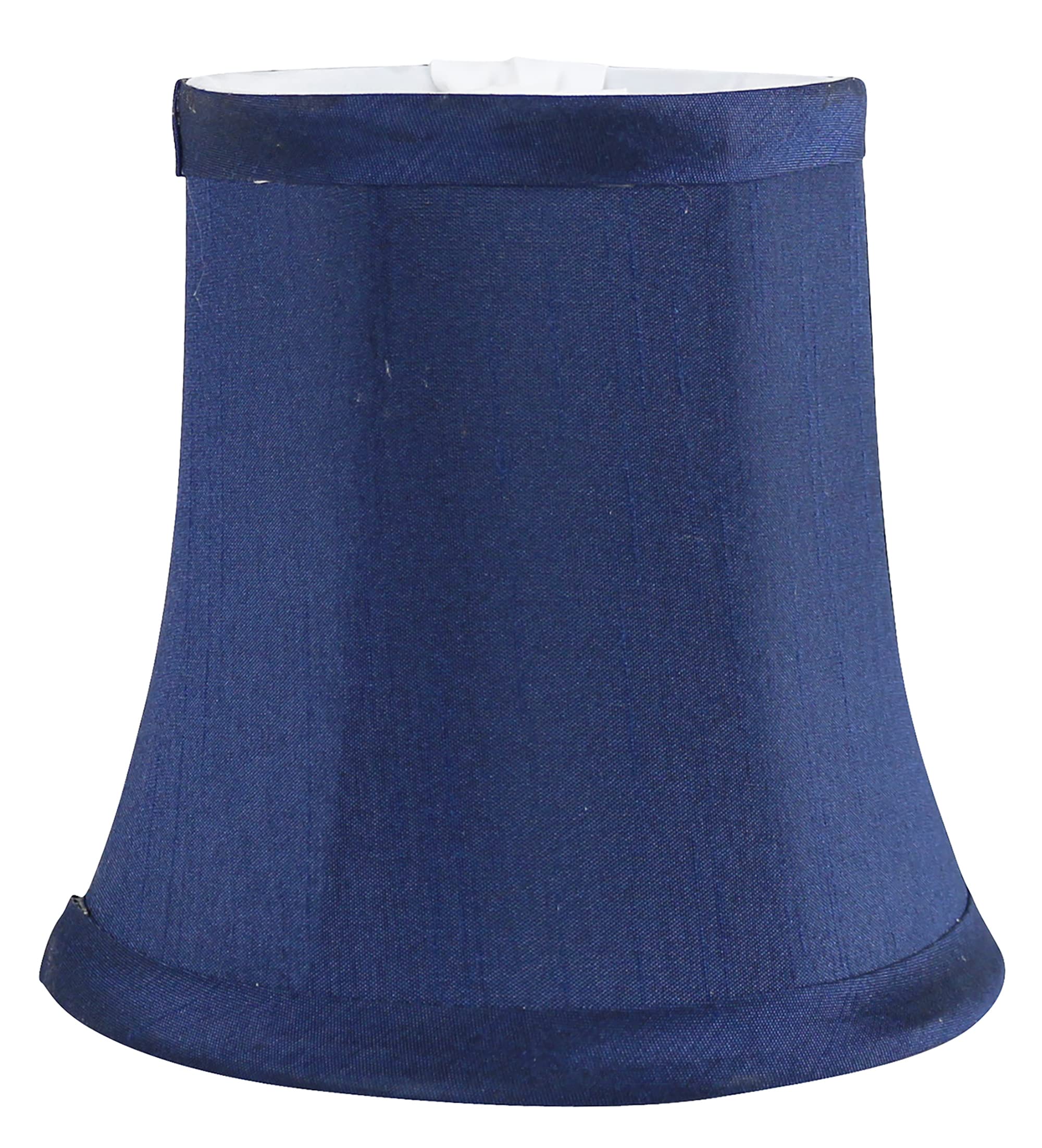 MERIVILLE Set of 2 Blue Faux Silk Chandelier Lamp Shades, Softback Bell Shape, Clip-On Fitter, 3.5in x 5in x 4.75in