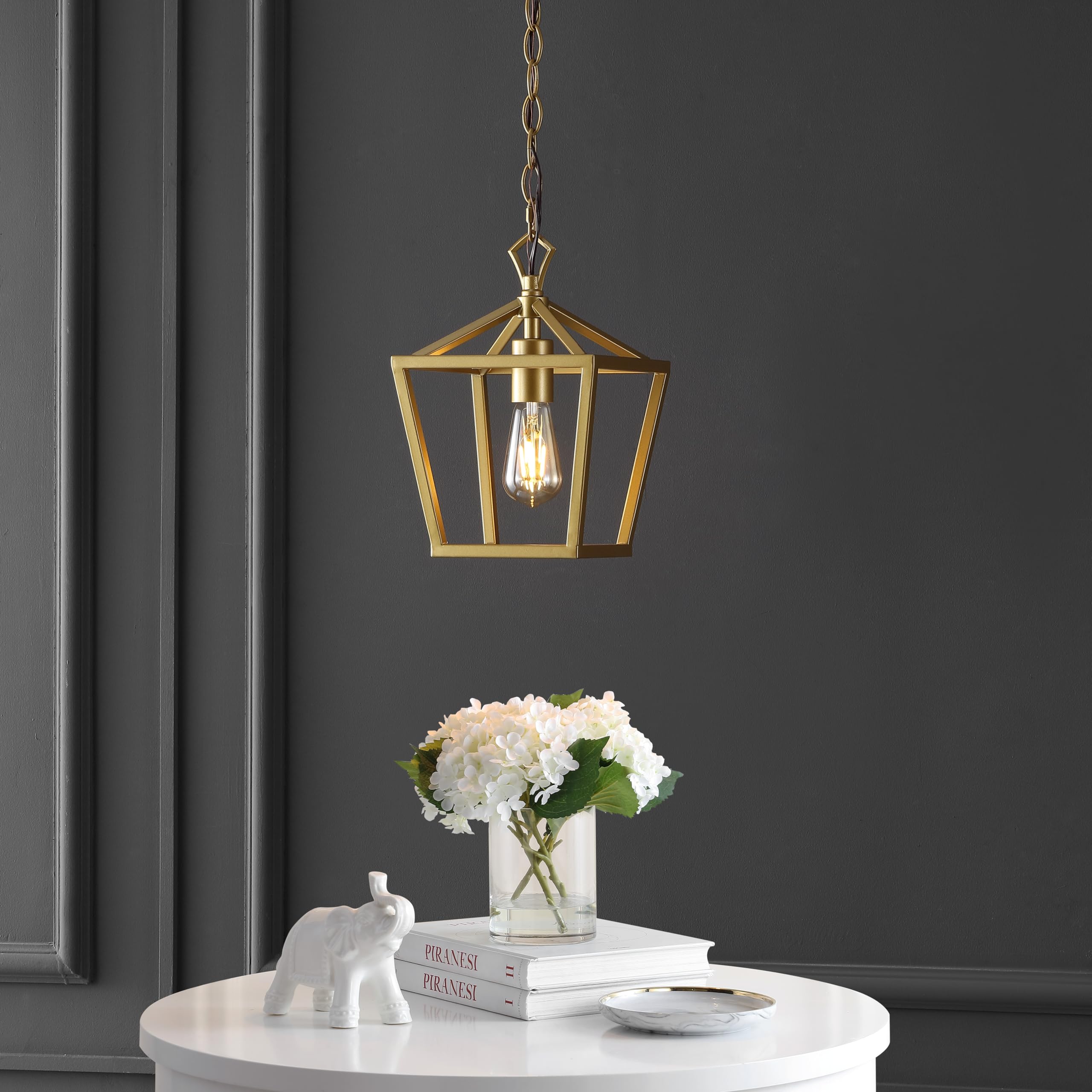 Jonathan Y Jyl7618B Pagoda 8'' 1-Light Vintage Farmhouse Iron Chain Pagoda Led Pendant Minimalist, Rustic, Industrial, Classic,