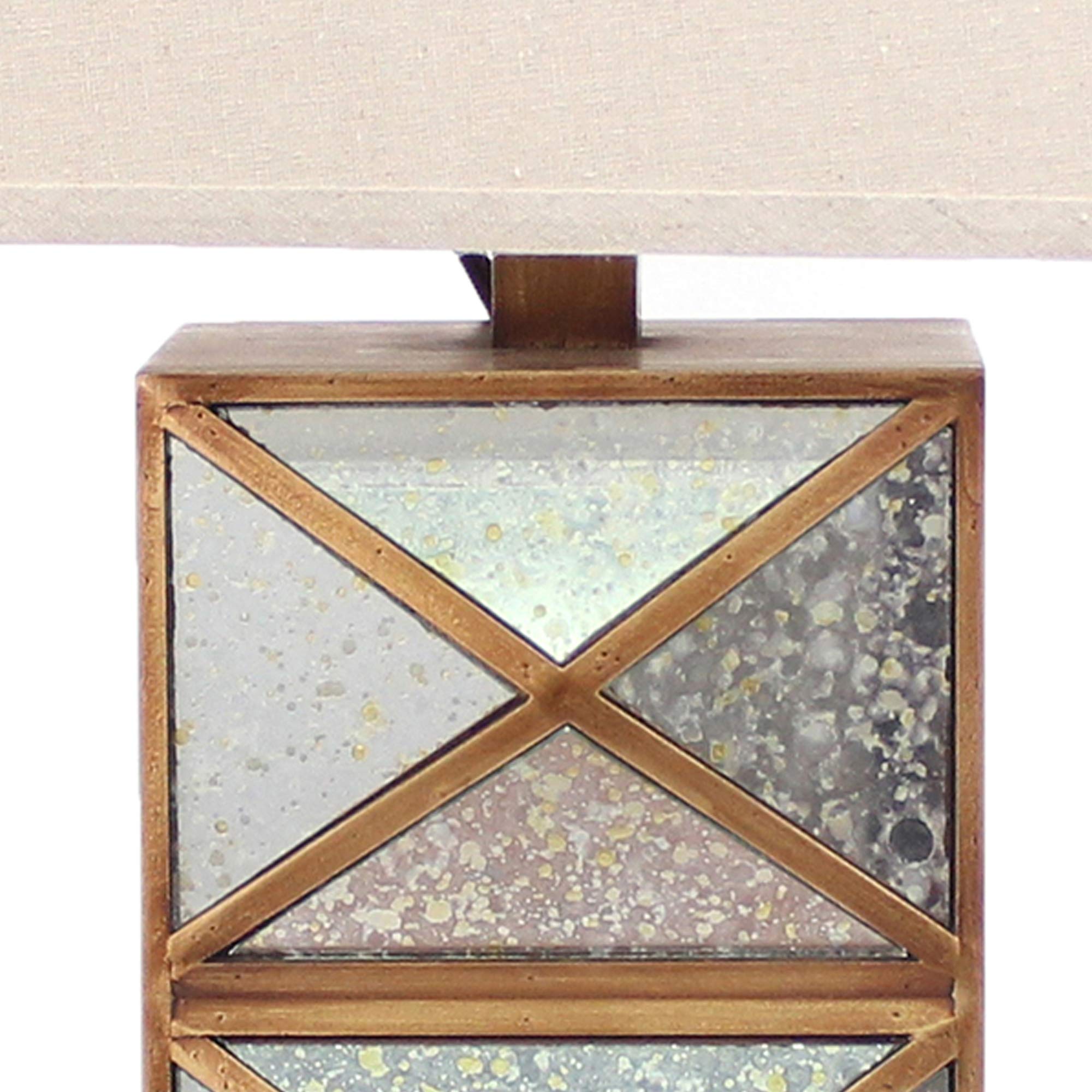 Benzara Metal Table Lamp, X Shape Design, Mirror Front, Multicolor, Model BM217246