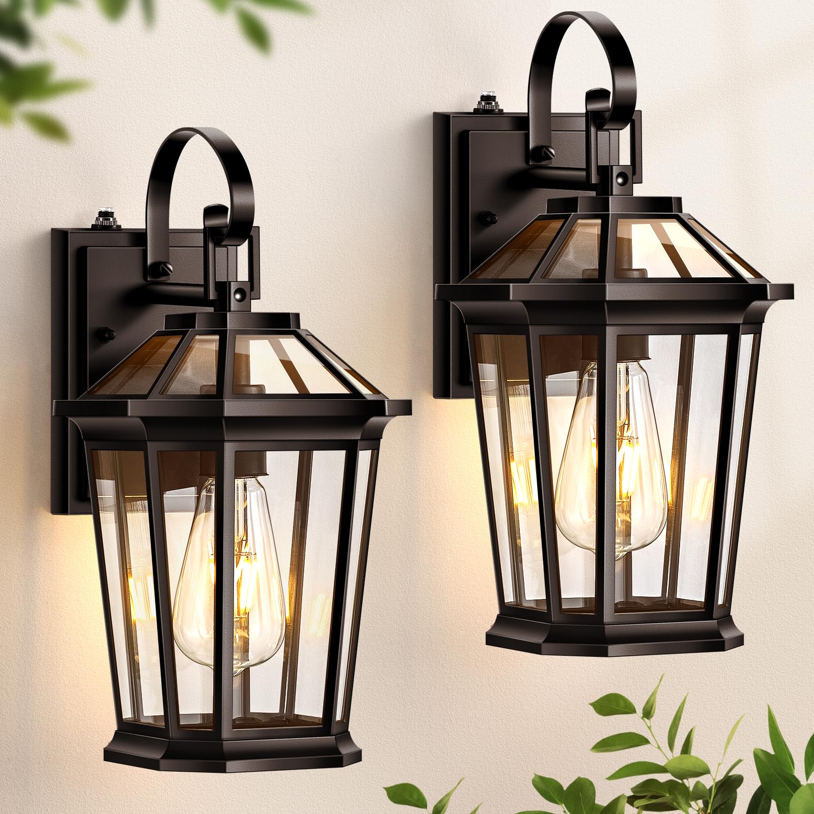 VIANIS Outdoor Wall Lights, 2-Pack Dusk to Dawn, Aluminum, Oil-Rubbed Bronze, Waterproof, Modern Porch Sconce, Model 89.99