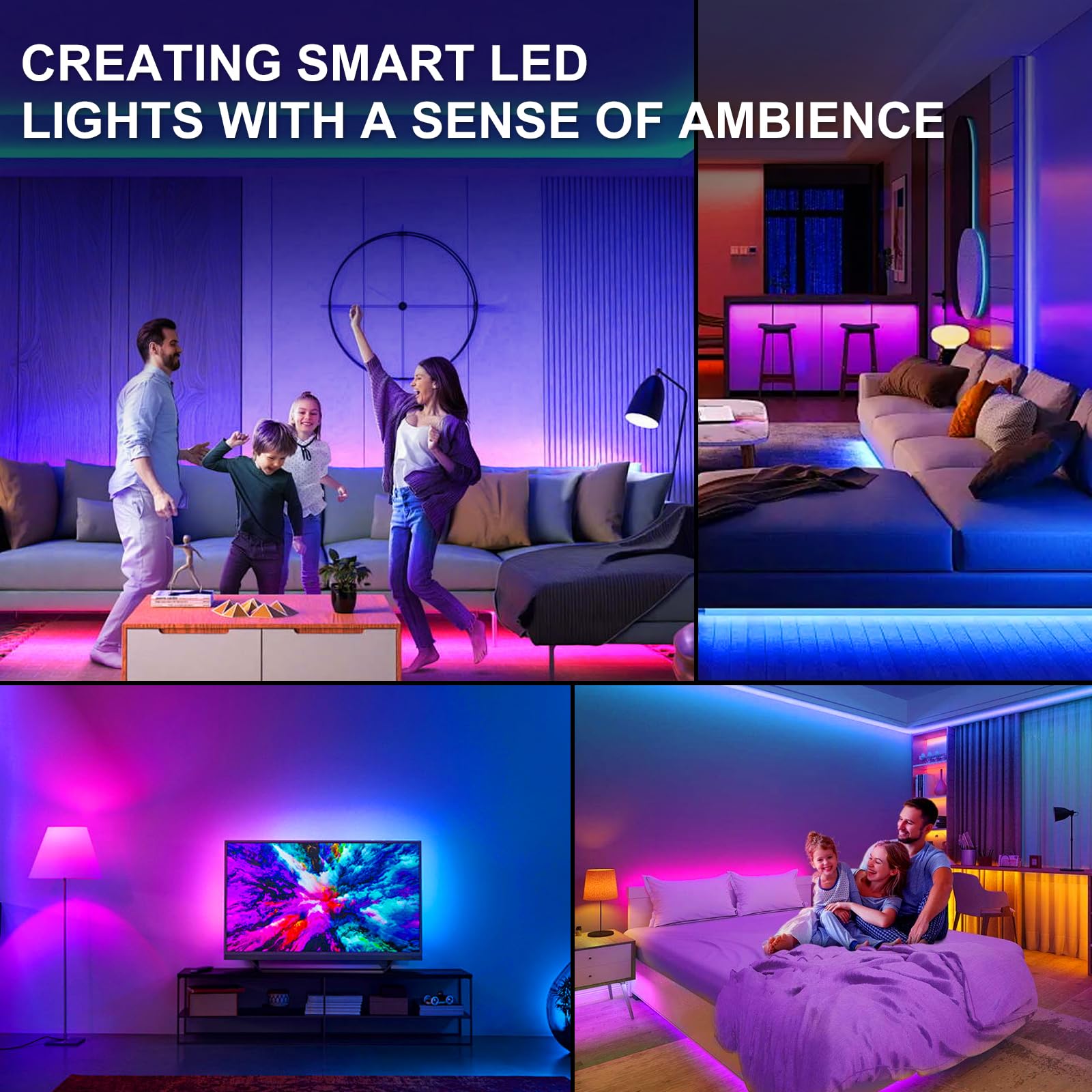 Tk99Sw Led Strip Lights For Bedroom, 32.8Ft Smart Rgb Music Sync Bluetooth App & Remote Control, Usb-Powered Led Strip Lights Fo