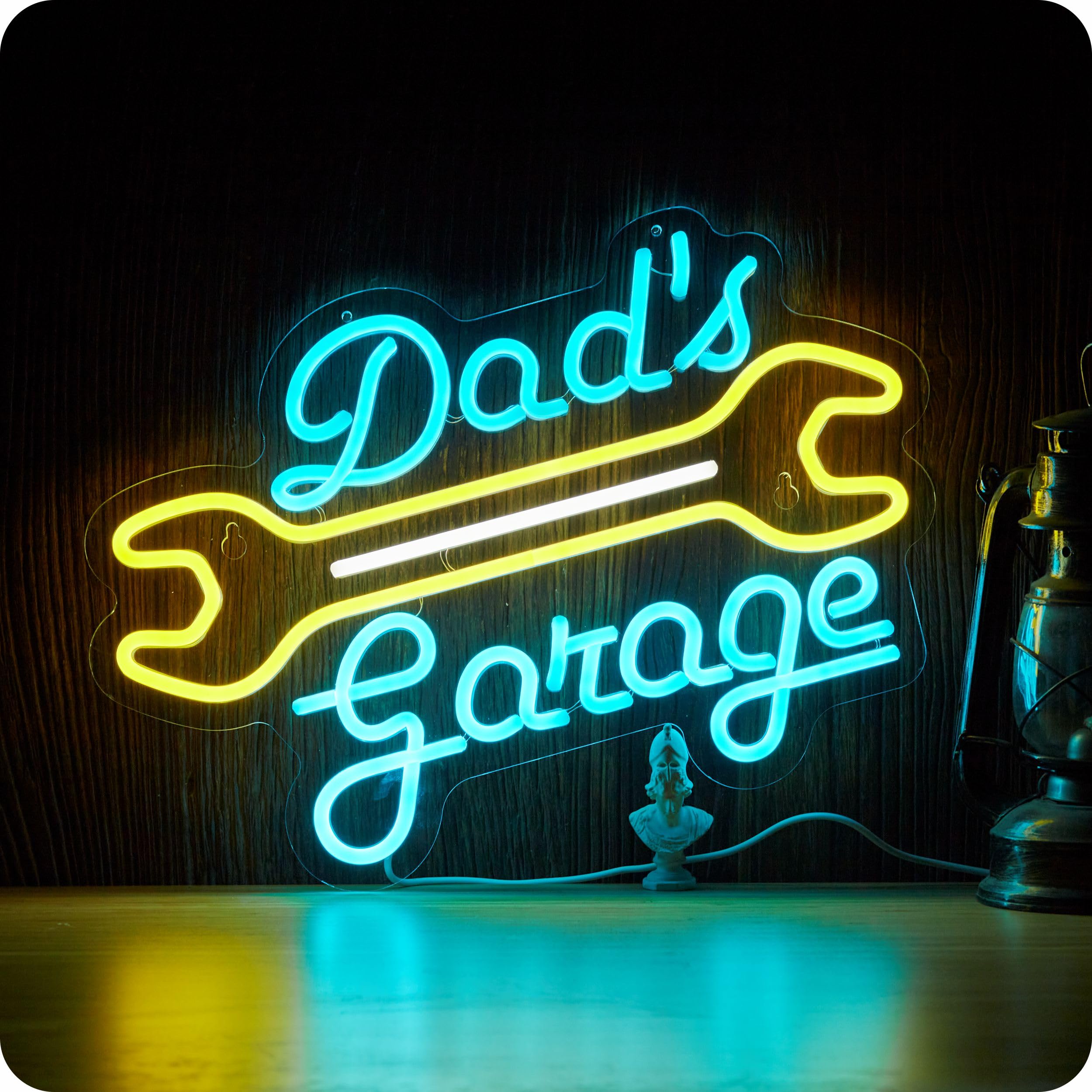 IMTATTO Garage Neon Sign LED Light for Wall Decor 12.6 x 16.5 in Blue + Yellow Model: Dont Quit
