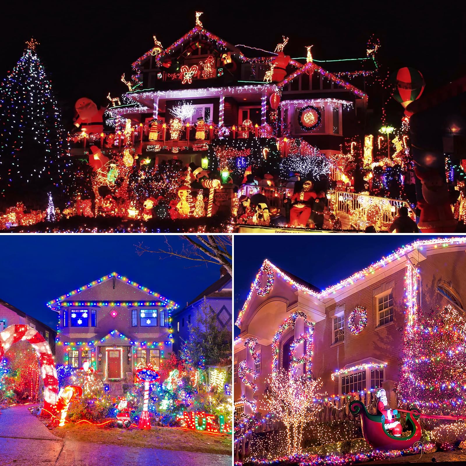 Lycklig Cluster Christmas Fairy Lights 108FT 1000 LED Twinkle String Remote 8 Modes Multicolor BPW-1000LED-MIX