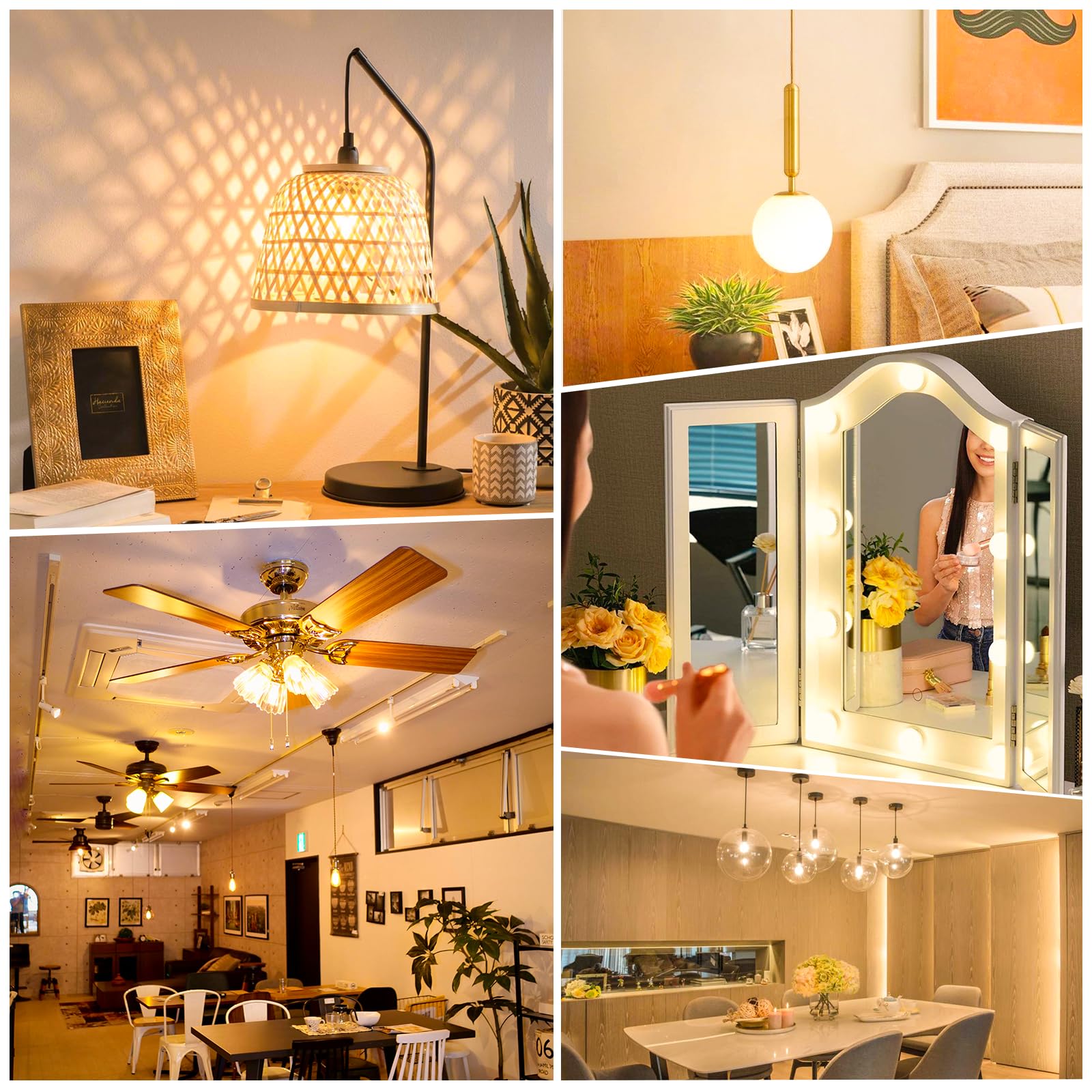 Maxvolador E12 Led 60W Equivalent Warm White 2700K Ceiling Fan Bulbs, 600Lm Cri 85+ Small Base Candelabra Bulbs, 6W Non-Dimmable, Pack Of 6