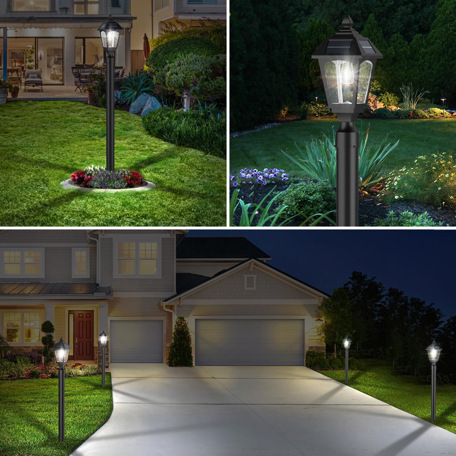 Benany Solar Post Lights Outdoor Waterproof, Aluminum Solar Lamp Post Lights With Pier Mount Base For Garden Yard Landscape Outs