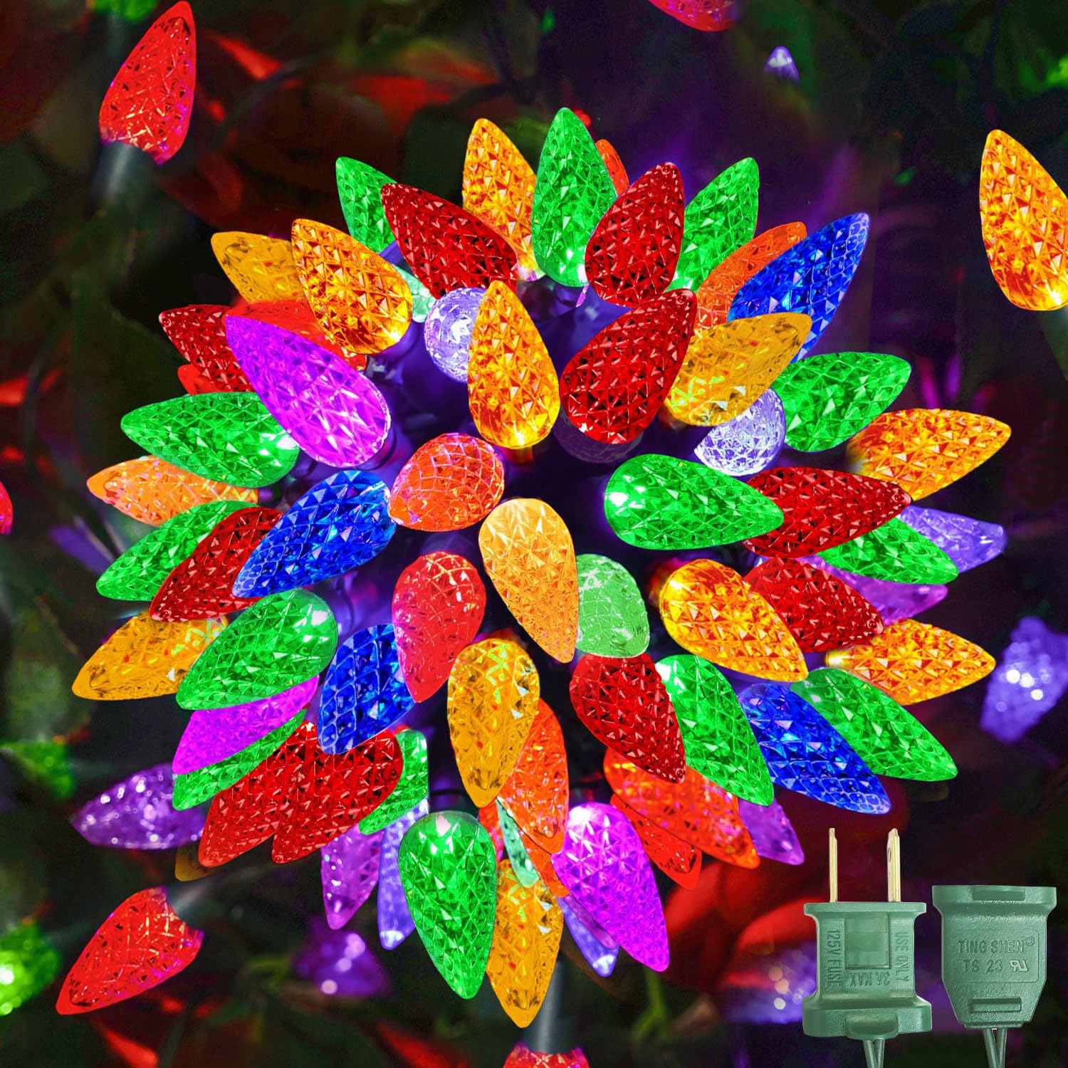 Olixmlya 50Led C6 Christmas Lights 23Ft C6 Led Christmas Lights C6 Christmas String Lights Connectable Plug-In For Indoor Outdoo