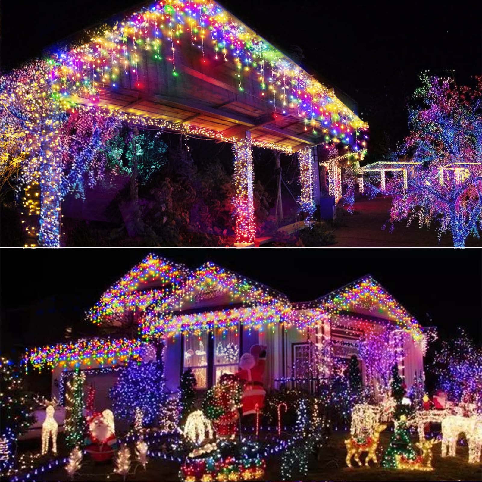 Homeleo Multi-Color Outdoor LED Icicle Lights, 14.5Ft with 160 LEDs - For Christmas Decor
