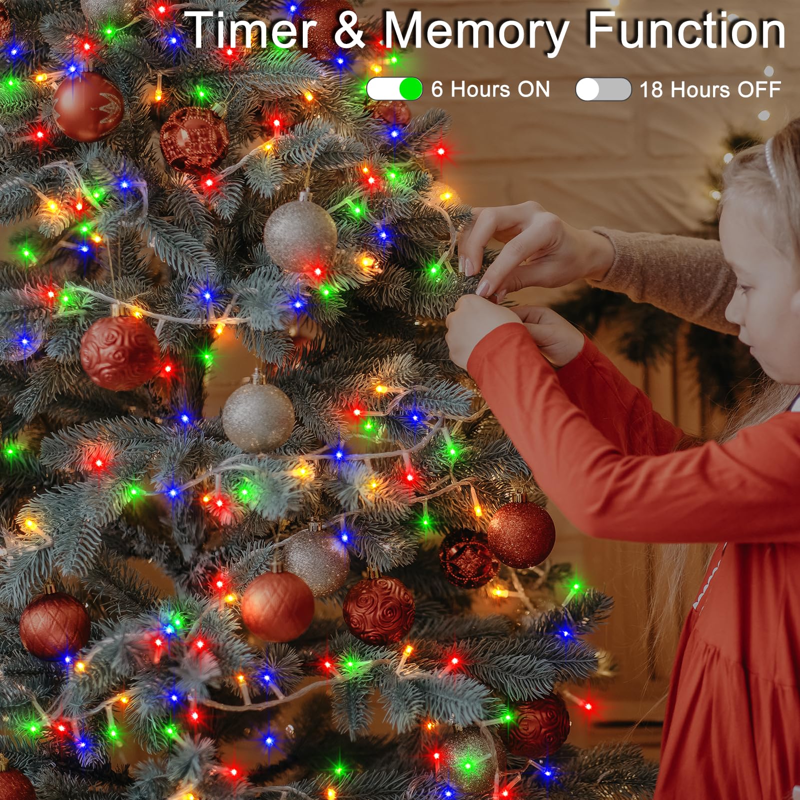 Dealbeta 4 Pack 16.5Ft Rgby Battery Operated String Lights, 50Led, 8 Modes, Clear Wire