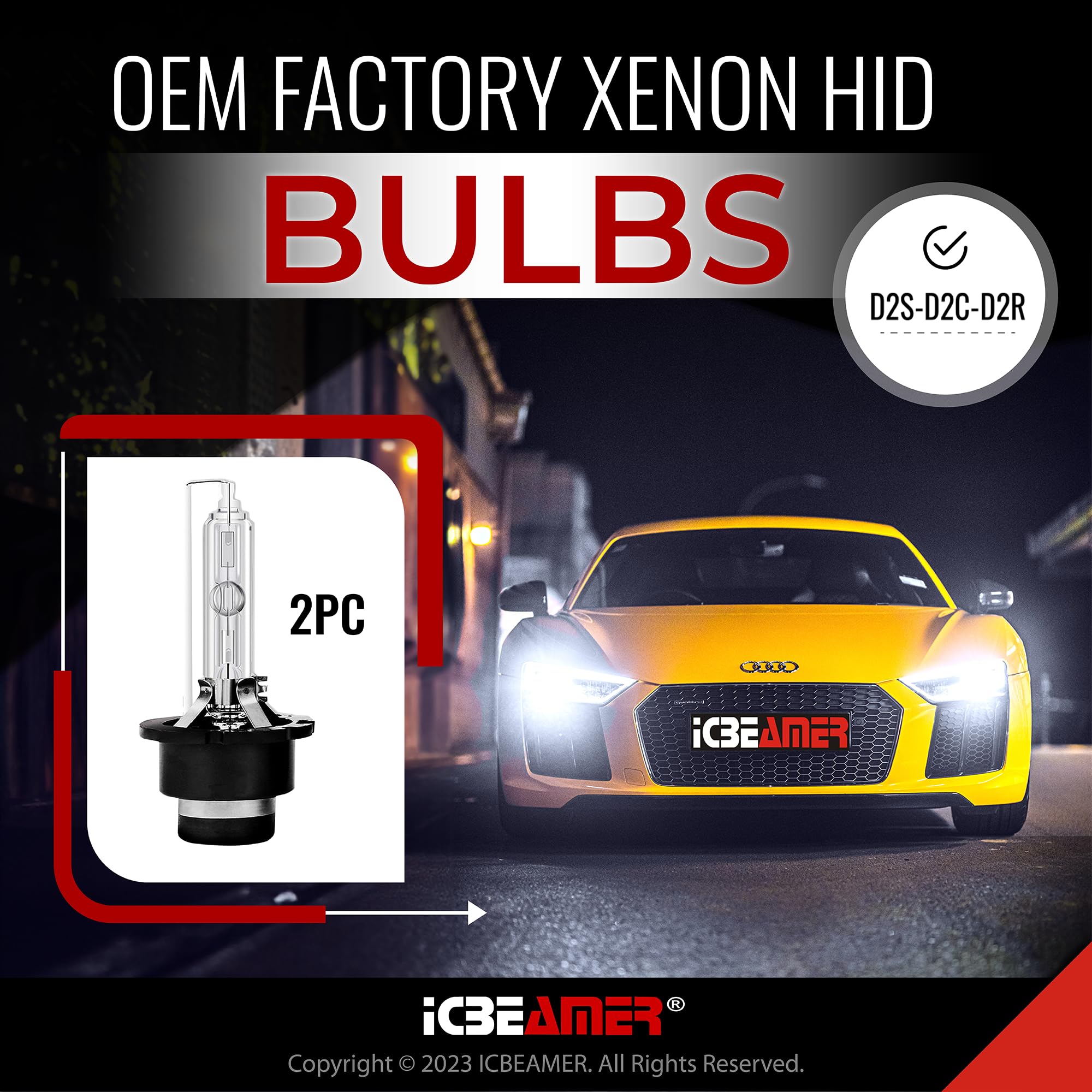ICBEAMER 12000K D4R D4C D4S Xenon HID | Direct Replacement | Replace OEM Headlight Low Beam Light Bulbs | [Color: Purple]