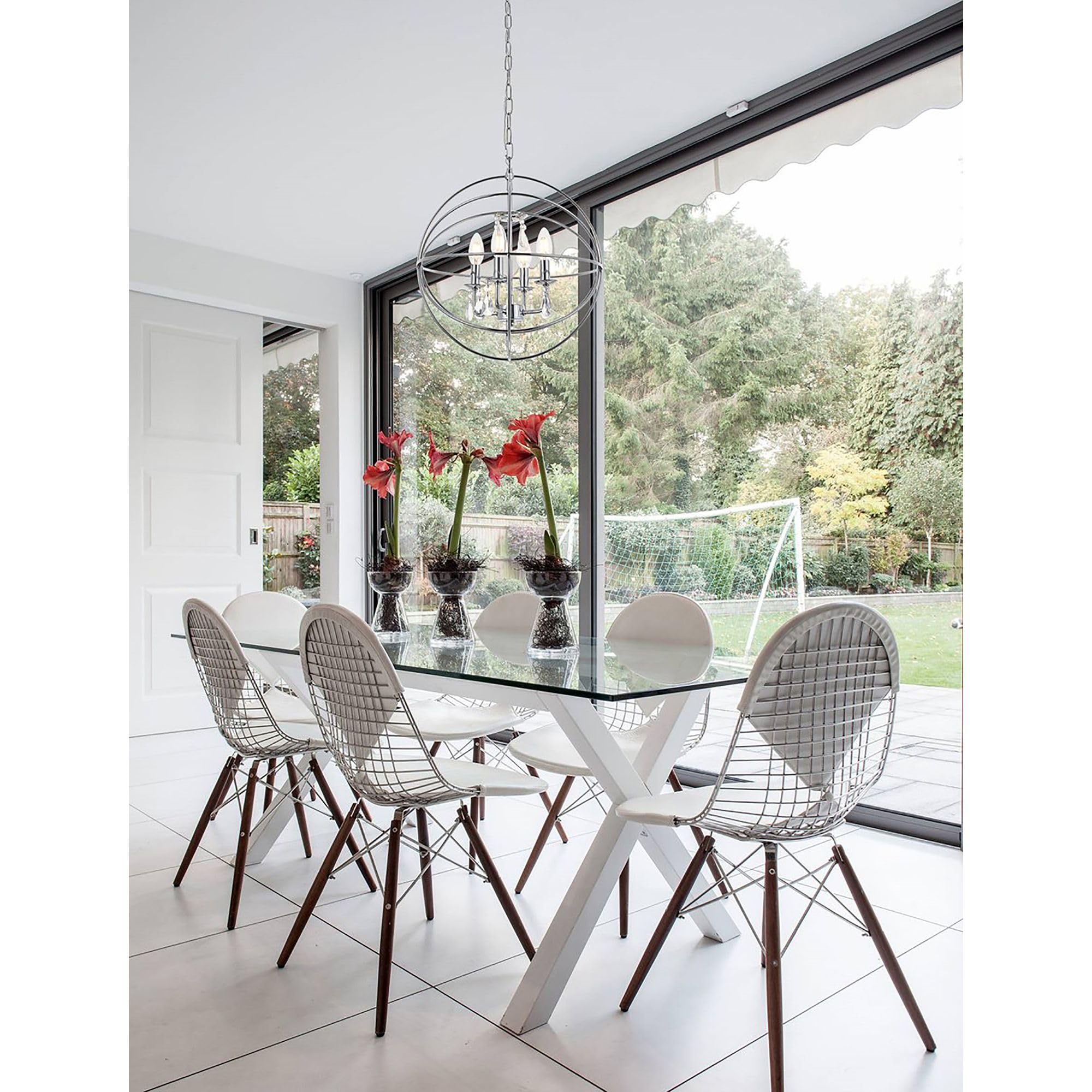 Living District Indoor Modern Home Decorative Bright Ceiling Wallace 4 Light Chrome Pendant