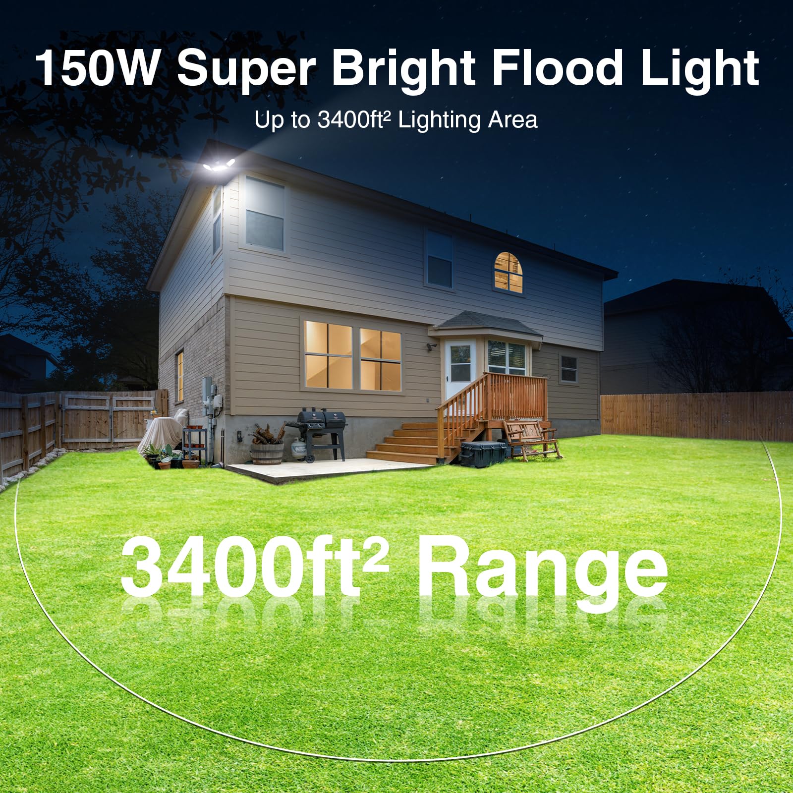 150W Motion Sensor Lights Outdoor For Outside, 15000Lm Led Flood Lights Outdoor Wired Dusk To Dawn, Exterior Security Floodlight