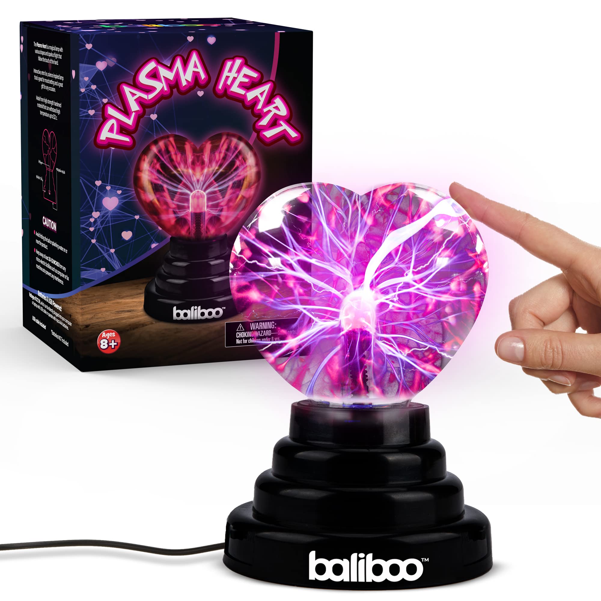 Plasma Heart Shaped Light 4? Touch Activated, Valentine Gift, Usb Cable Or Battery Powered, Stocking Stuffers, Magical, Interactive, Mood Setting, Fun Science ,Party Prop,Gift For Kids And Adults