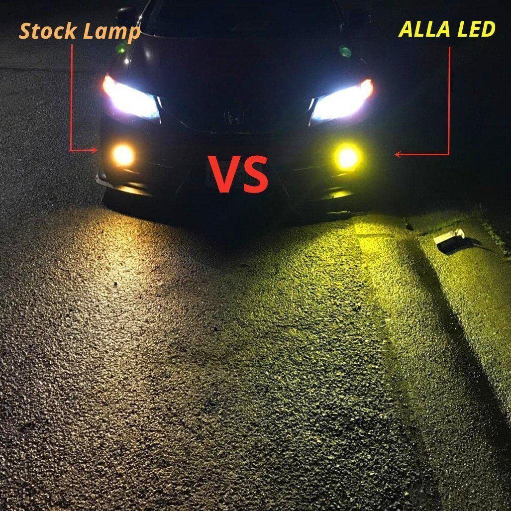 Alla Lighting H11 LED Fog Light Bulbs, 2800lm, 3200K Yellow, COB-72 SMD, H8/H16 Compatible, Aluminum Material