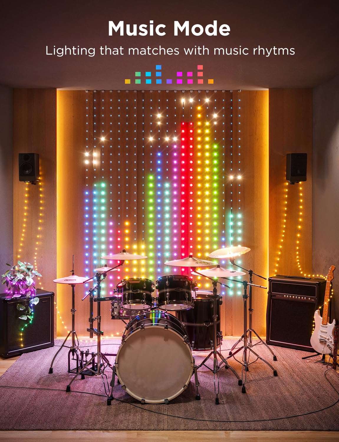 Govee Curtain Lights, Smart LED Curtain Lights, Color Changing