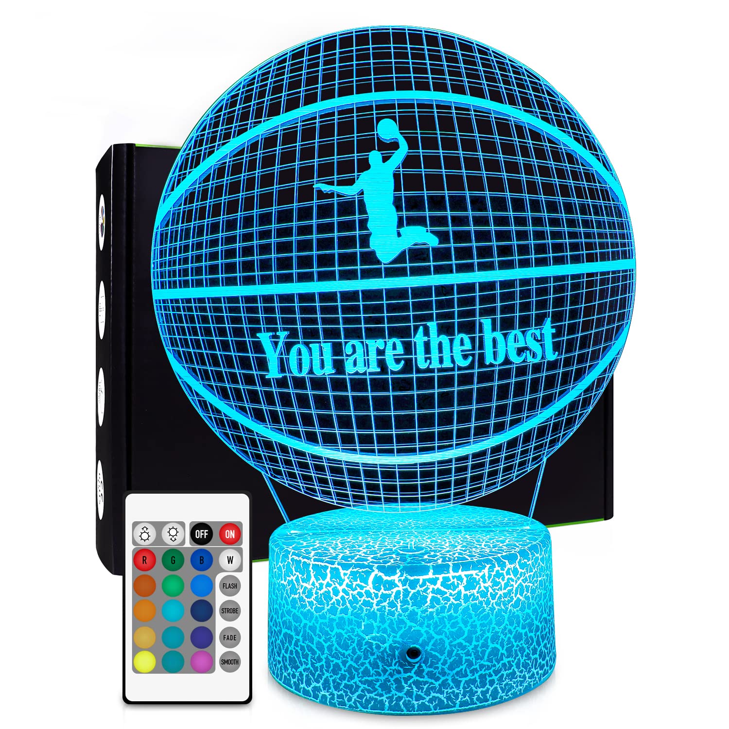 FlyonSea Basketball Light - 7 Colors Change + Remote Control Night Light, Acrylic, Assorted/Multicolor