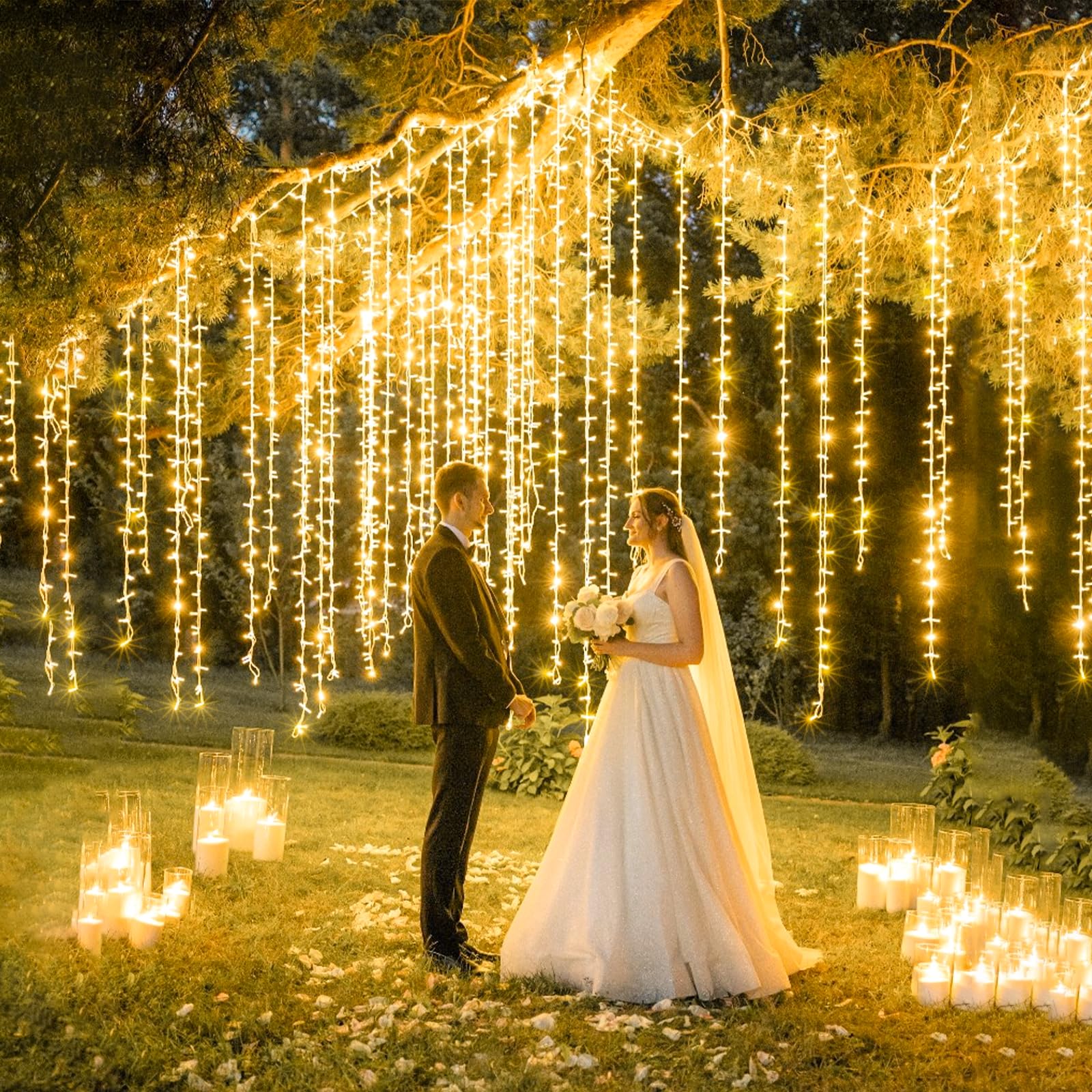 Christmas String Lights Indoor Outdoor Waterproof, Warm White String Lights Clear Wire 8 Modes, 165Ft 500 Led Fairy Twinkle Ligh