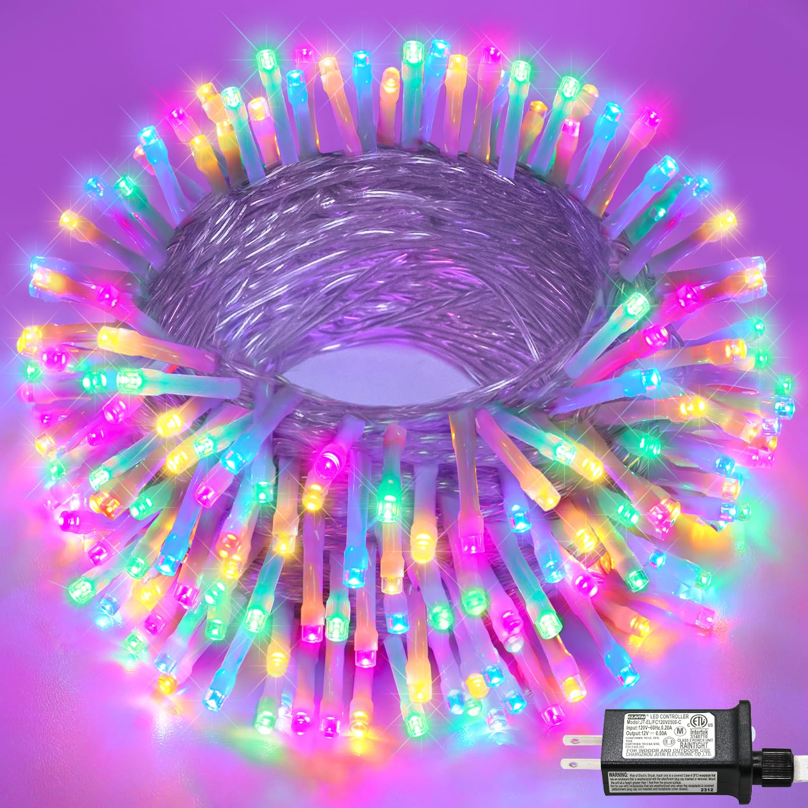 Nielfoi 66ft 200 LED String Lights, Twinkle Fairy Lights, Waterproof, 8 Modes, Pastel Multicolor, Model BG-CL3M3-306L01