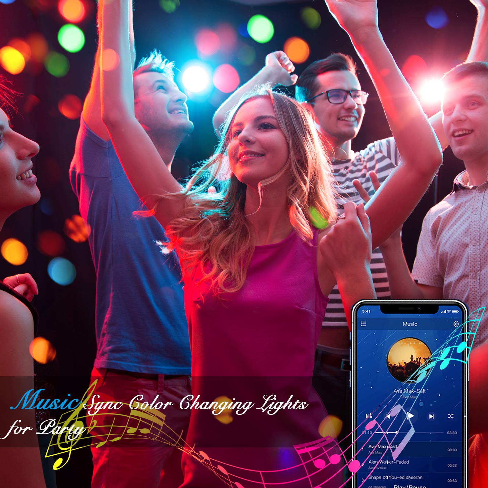 DAYBETTER 50FT LED Strip Lights, Smart App Control, Multicolor 5050 RGB, Music Sync for Bedroom & Party, Model DB50111524G-DAUS0D2
