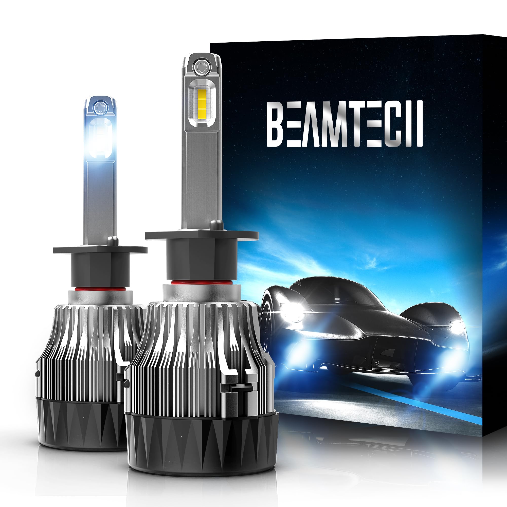 BEAMTECH H1 Fog Light Bulbs 6500K White Aluminum Small Size ATV/UTV Lighting
