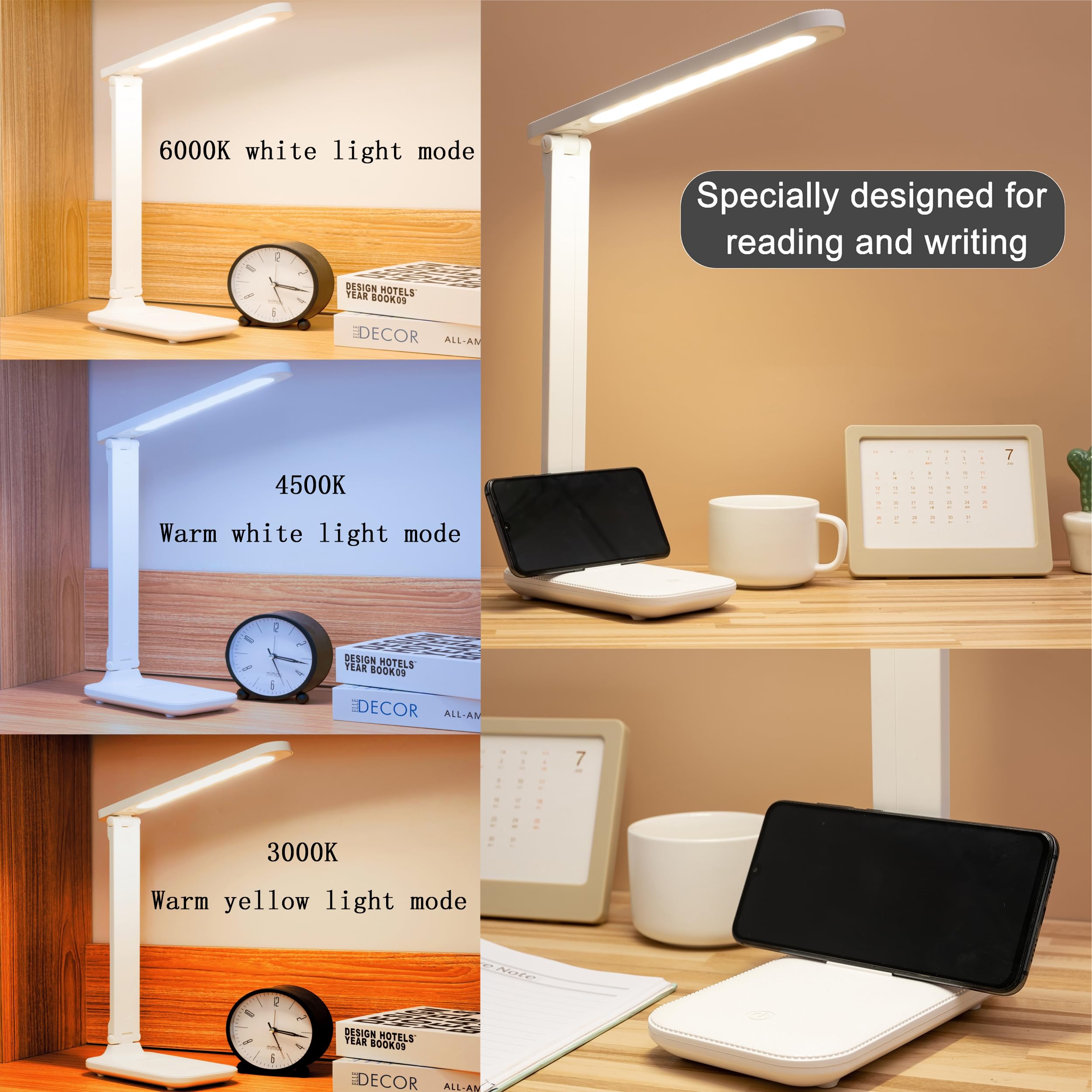 R Ruckerco Led Desk Lamp Dimmable Desk Light Reading Lamp 3 Lighting Modes, Eye Protection Desk Lamp Desk Accessories, Study Des