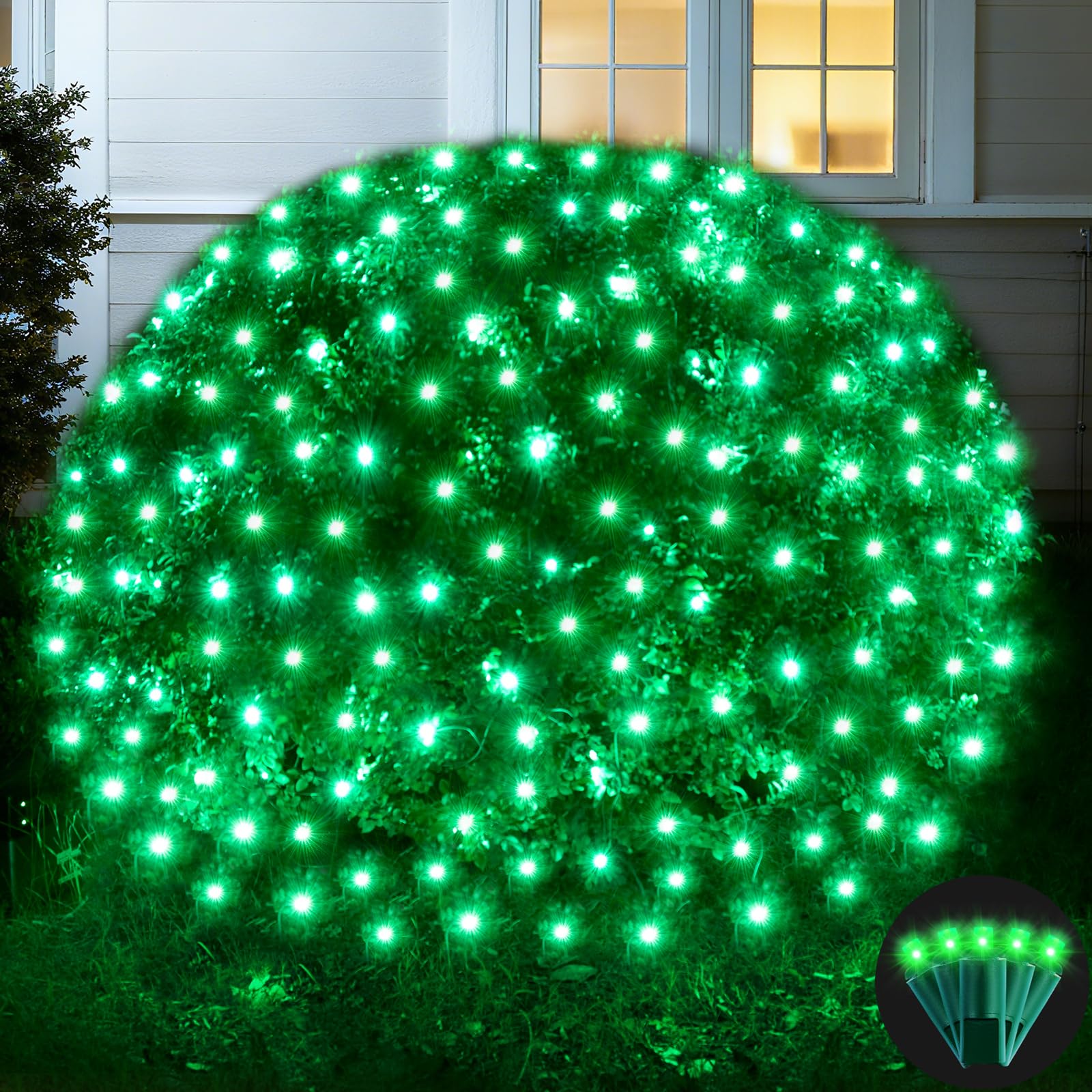 Led Net Lights Christmas Lights Outdoor 200Leds 9ft x 6ft Upgraded Green Christmas Net Lighting  Waterproof UL Listed Outdoor Indoor Large Mesh Net Light for Xmas Trees  Bushes  Shrubs Decorations