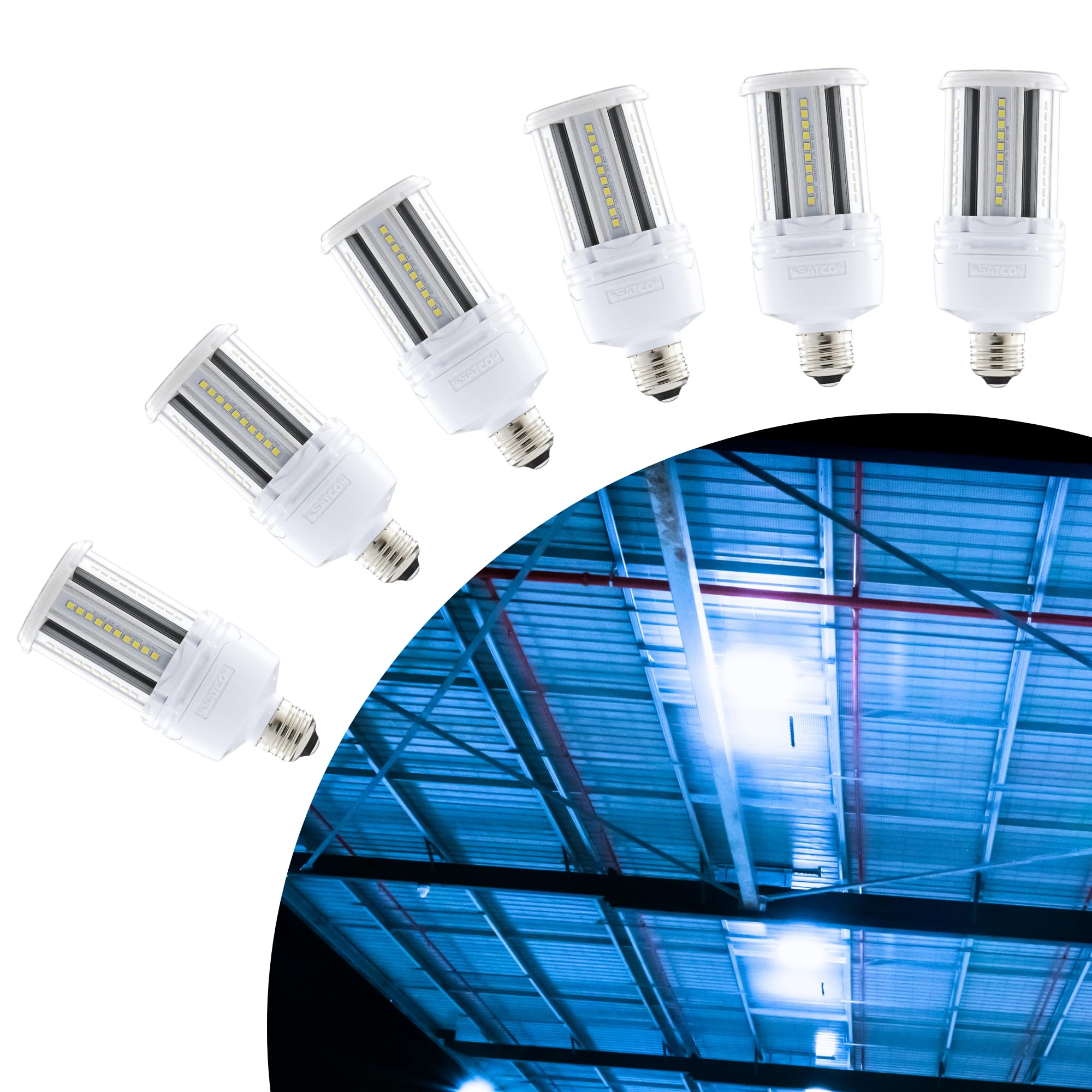 Satco #S49391, 22 Watt Led Hid Replacement; 80 Cri; 5000K; Medium Base; Economy Hi-Pro 22W/Led/Hp/850/100-277V/E26 Corncob Led B