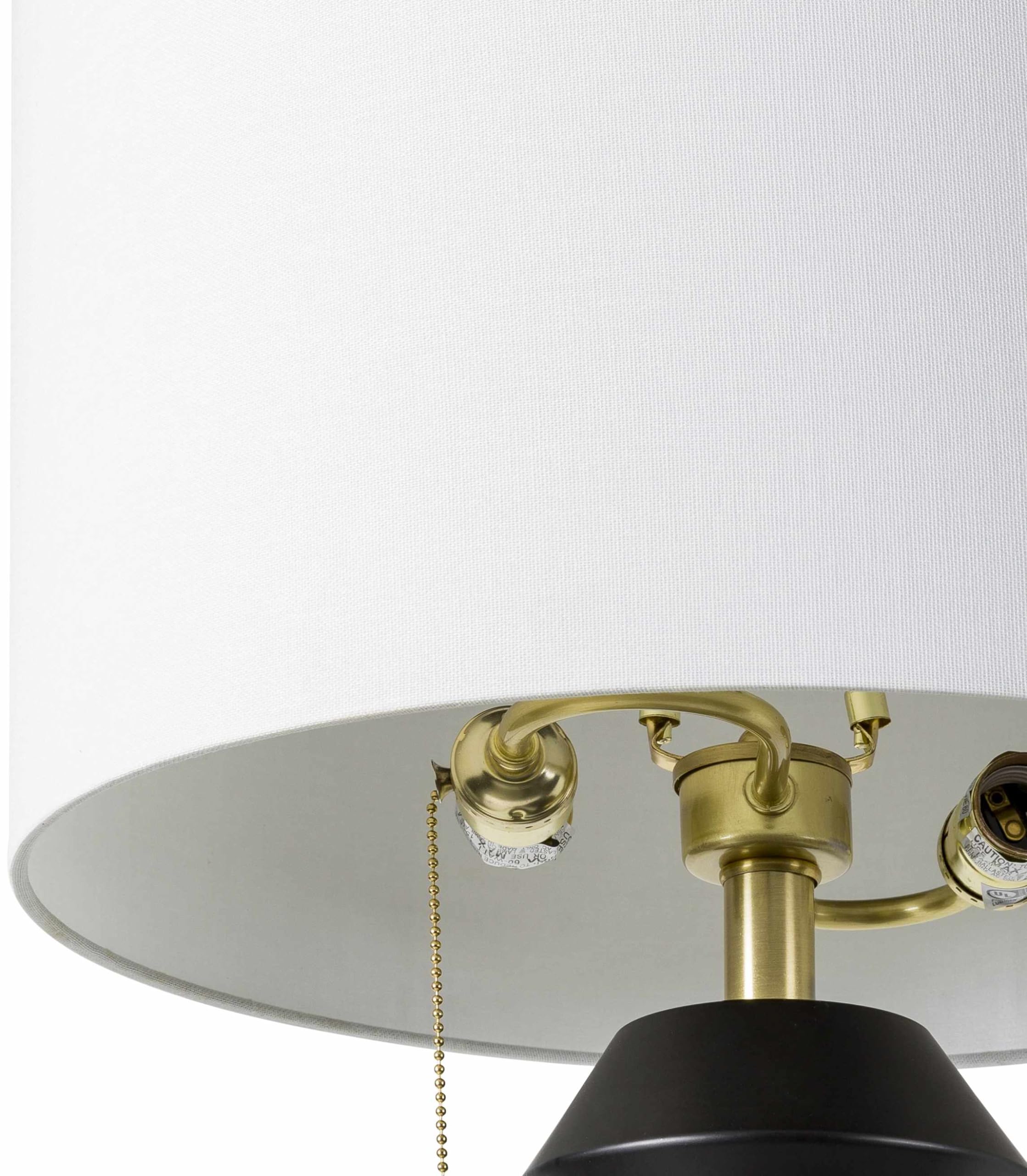 Boutiquerugs Cornaredo Floor Lamp For Living Room - Modern Iron Standing Lighting - Shade Linen - Black And White, Gold - 62'' H