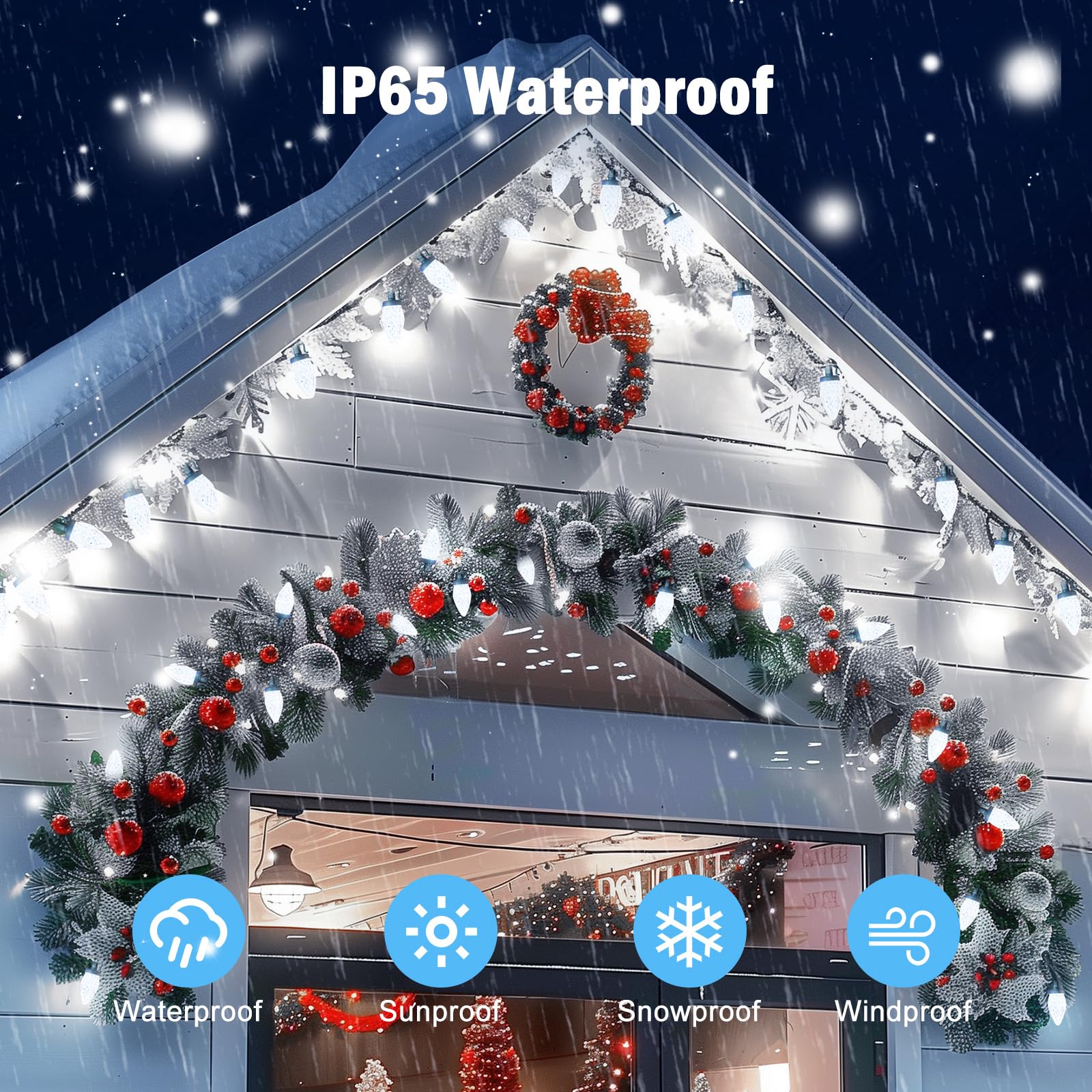 Minetom 147 Ft 200 Led C9 Led Christmas Lights Outdoor - Plug In Fairy Lights With Timer & 8 Modes, Waterproof Commercial Grade