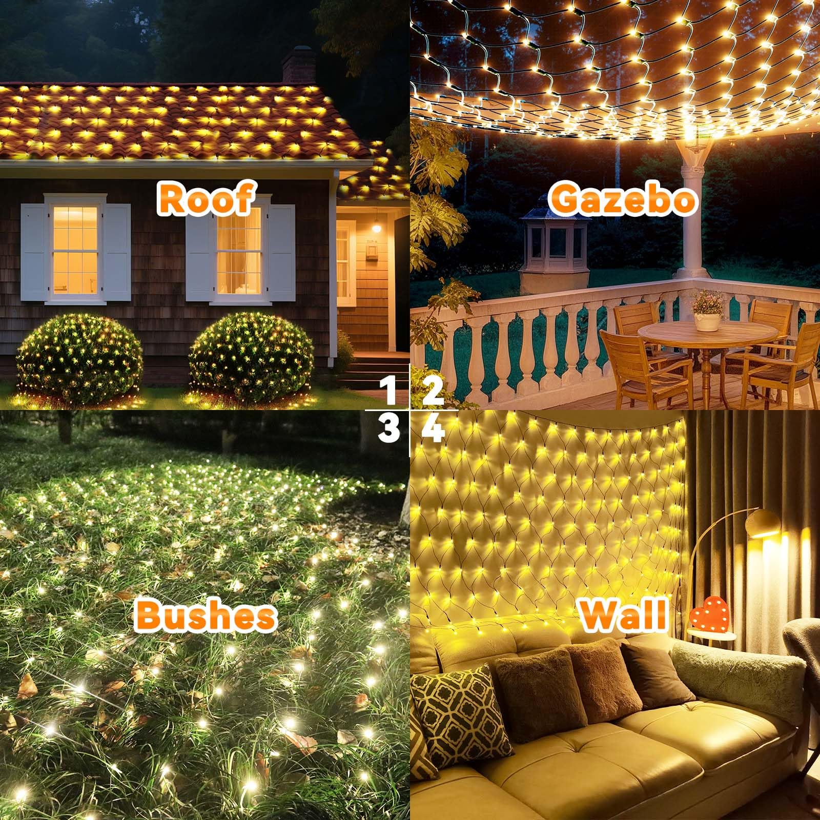 Lithome 21Ft X 5Ft Christmas Net Lights Outdoor Mesh Lights  360 Led Warm White Net Light 8 Modes Connectable  Waterproof Giant Christmas Mesh Light Green Wire For Bushes Garden Yard Party Tree Decor