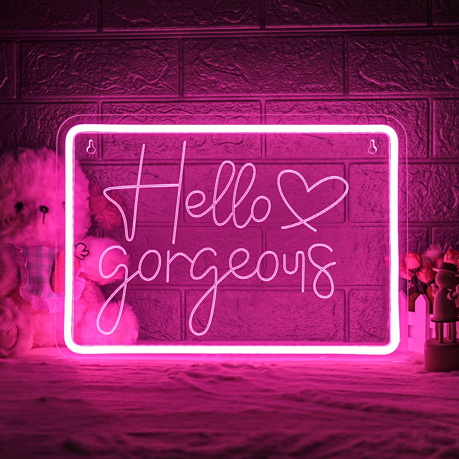 LUCUNSTAR Neon Sign, LED Wall Decor, Dimmable USB Light, 50cm, Pink, inHello Gorgeousin