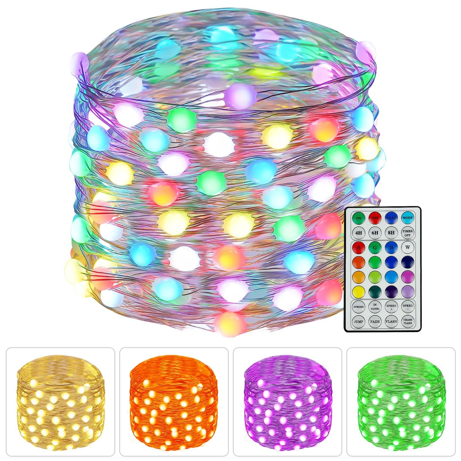 Smart Color Changing Fairy String Lights, 33FT 100 LED RGB Easter Lights String USB Powered, 16 Solid Colors and Multi Modes for