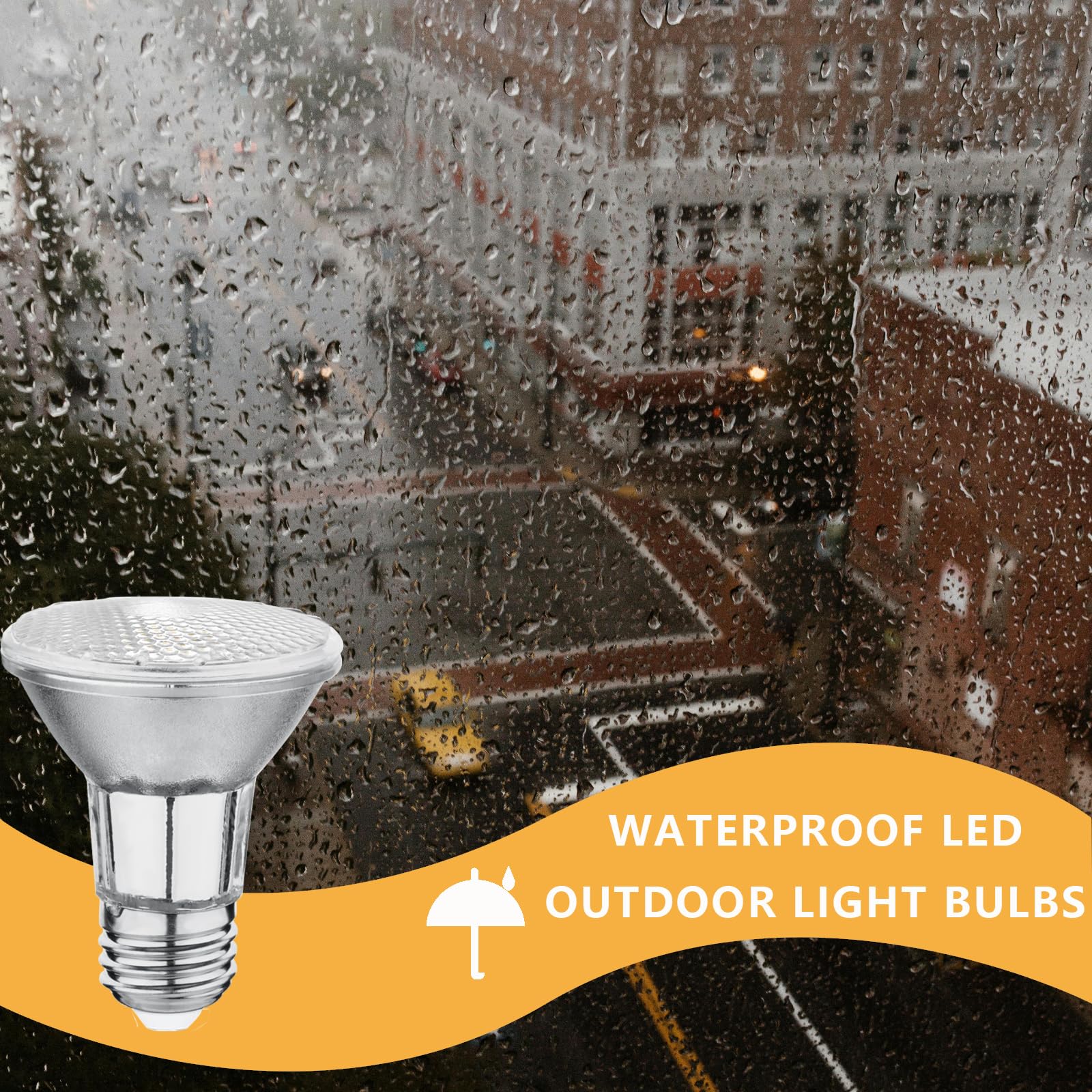 EKSAVE PAR20 7W LED Light Bulbs, Waterproof IP65, Dimmable, Warm White, 595lm, E26 Base, Pack of 2