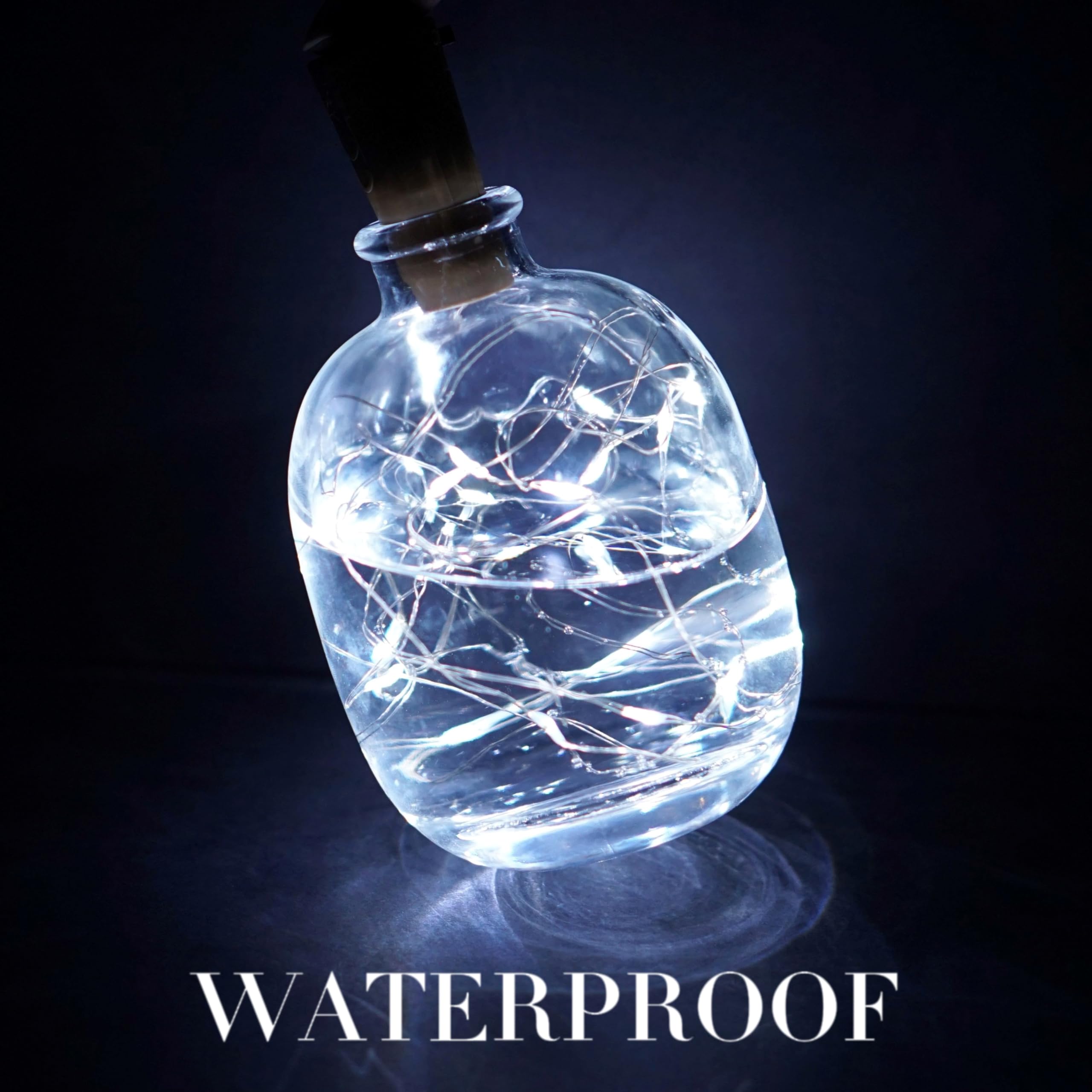 Domora Home Wine Bottle Lights 20 Leds Cork Lights Waterproof Battery (Included) Operated Fairy Mini String Lights For Diy Jar Indoor Bedroom Party Wedding Christmas Decor Pack Of 4(Cool White)