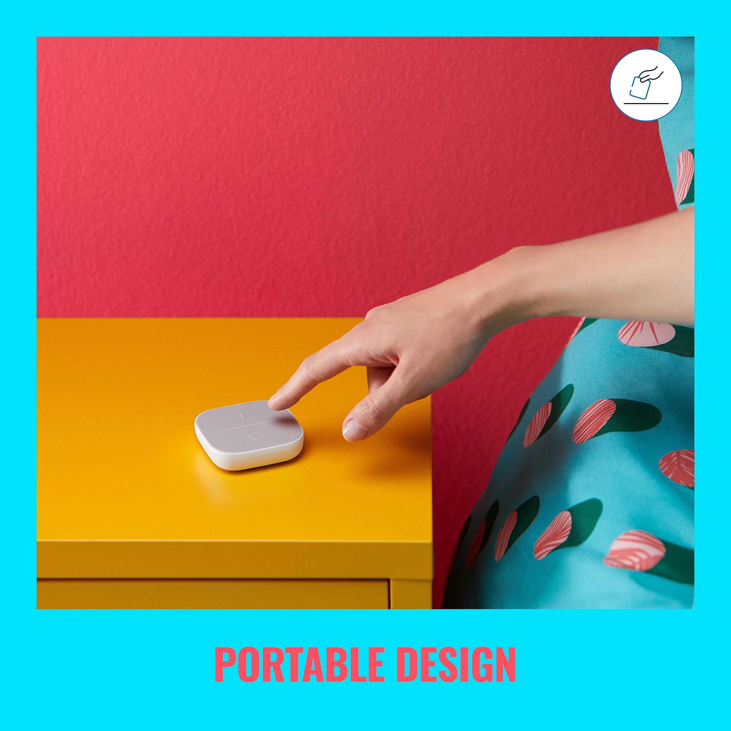 WiZ Portable Smart Button - Works Only with WiZ Smart Lights - Comes with 2 AAA Alkaline Batteries - Wireless Light Switch - Con