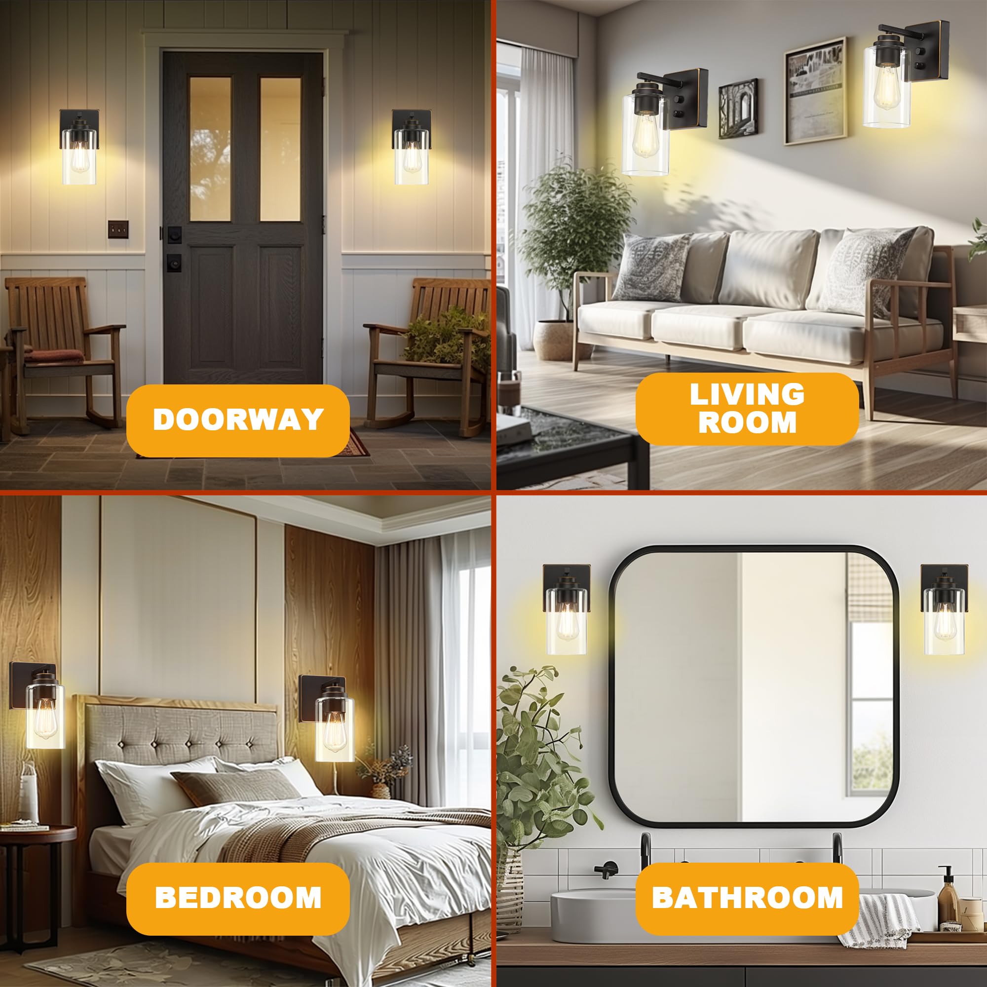 Loyareal Wall Sconces Set of Two, Oil Rubbed Bronze Wall Scone with Switch, Bedside Wall Lamps, Sconces Wall Decor Set, Bedroom