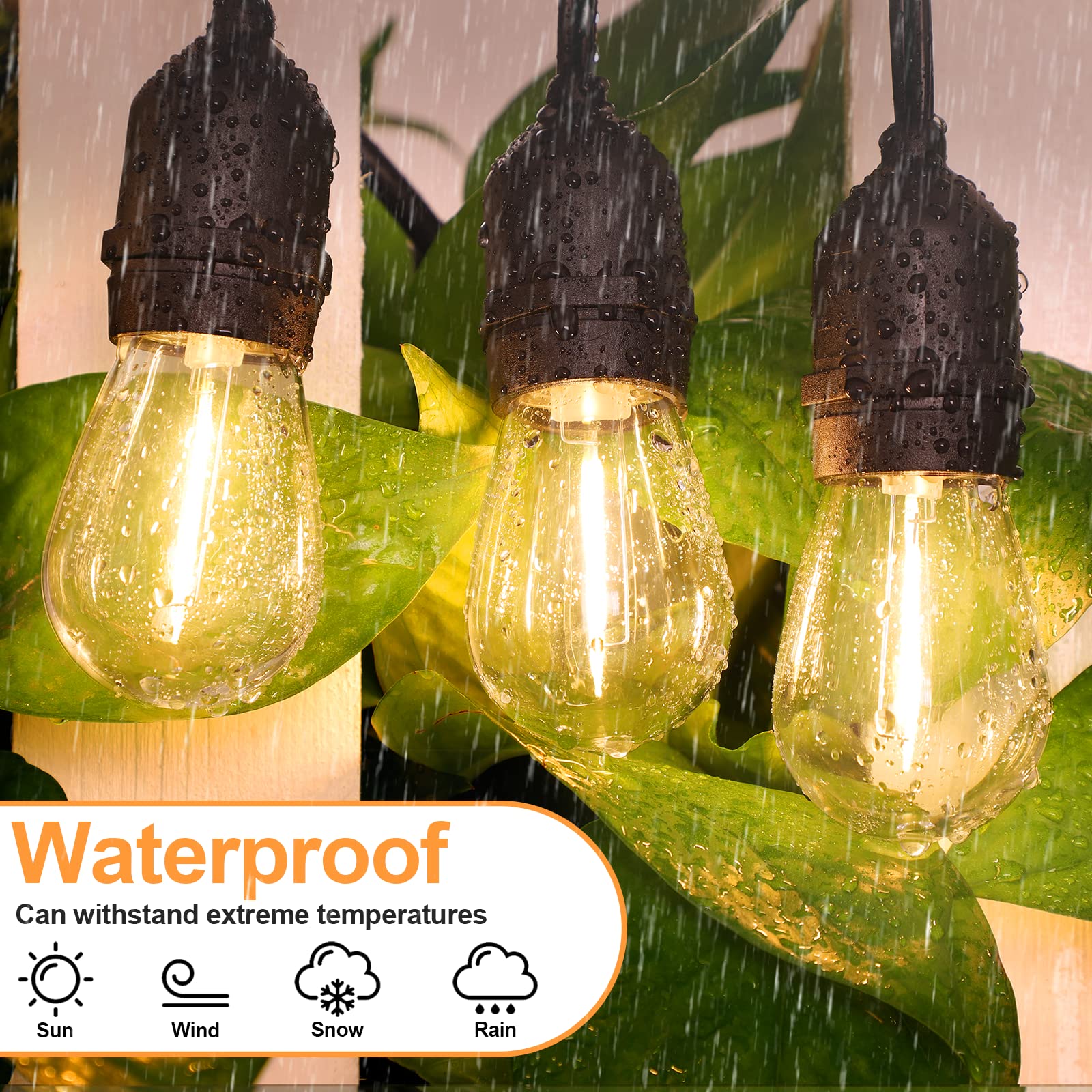 Mlambert 24 Pack Led String Light Bulbs,Shatterproof Outdoor String S14 Replacement Light Bulbs 2200K,Waterproof 1W Led Bulbs Equal To 11W,Not Solar