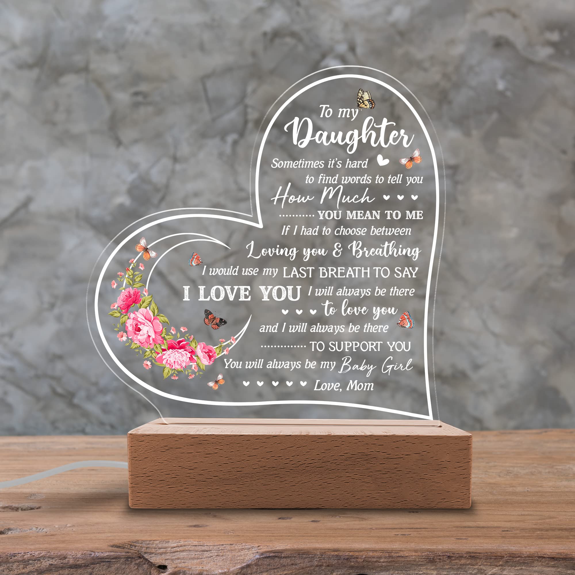 KITCHENVOY Acrylic Night Light - Sentimental Gifts for Daughter, To My Daughter, Model KITCHENVOY-NL001