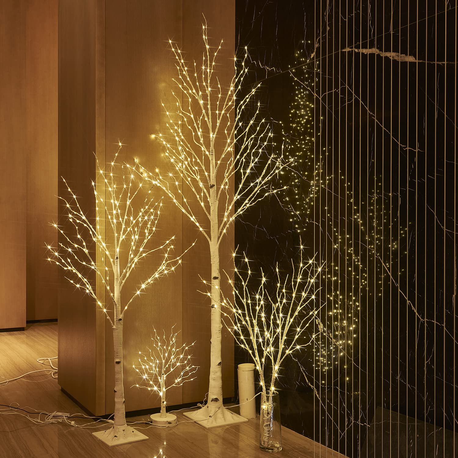 Baolitvine Birch Branch Lights With Timer Battery Operated 100 Led Fairy Lights, Lighted Willow Branches For Home Bedroom Fireplace Christmas Decoration Inside Outdoor