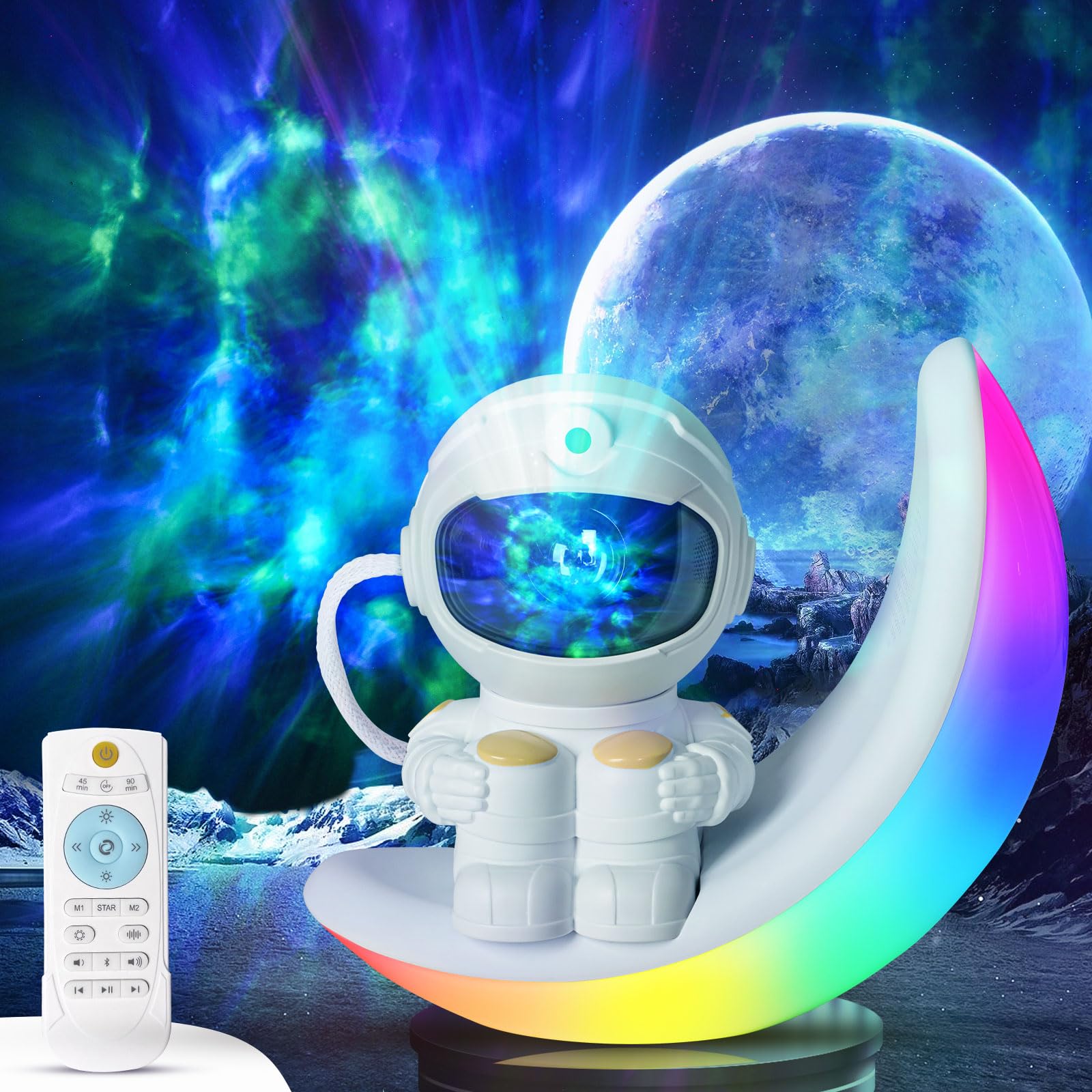 Star Galaxy Night Light Projector for Kids Bedrooms - Astronaut Space Projector - with Remote Control and Timing Function - for 