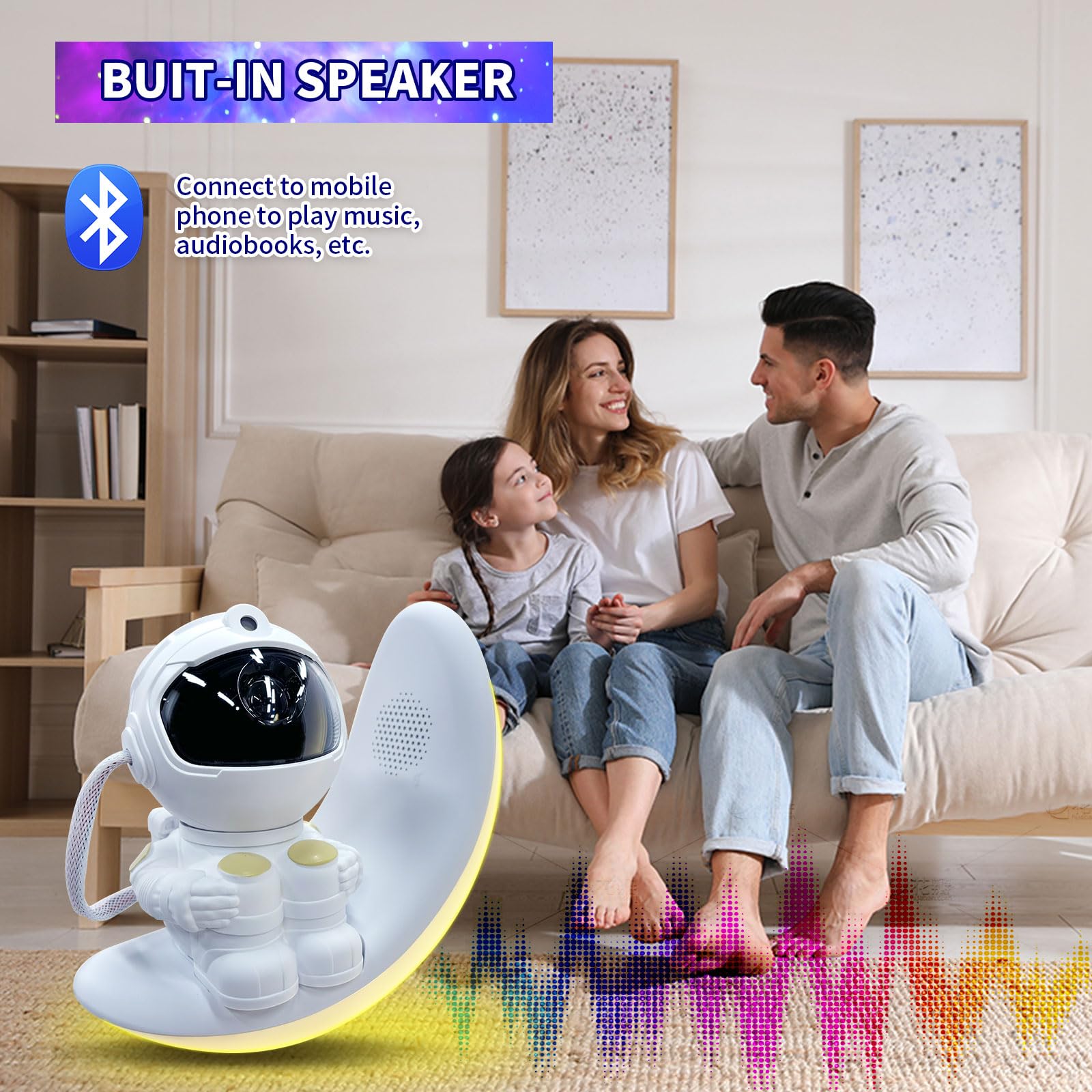 Astronaut Star Projector Galaxy Light, Built-In Speaker 360 Space Buddy Projector Sky Led Night Light Space Projector Starlight