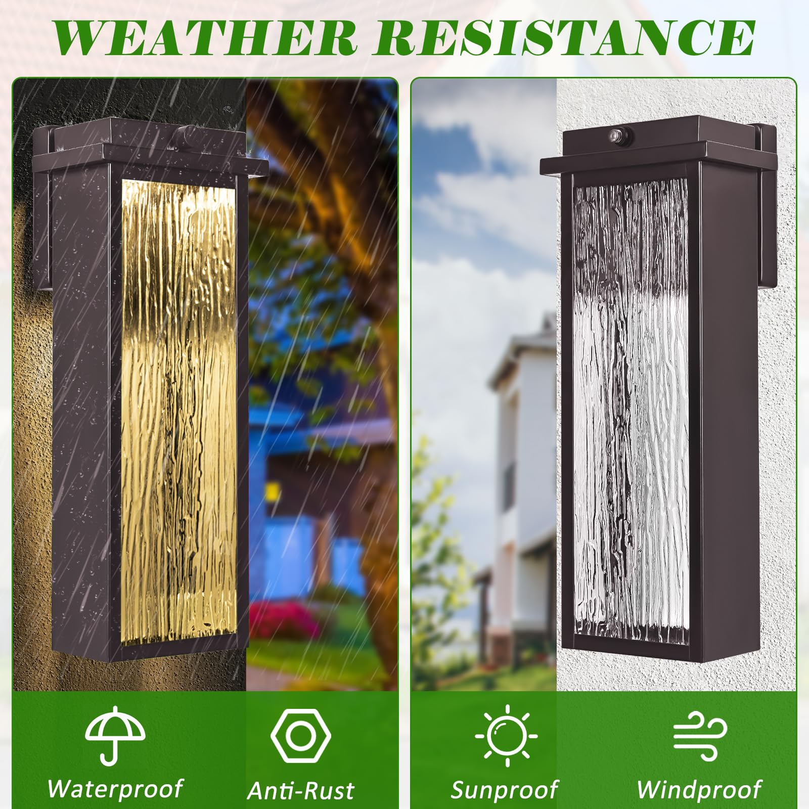 16 Oil Rubbed Bronze Dusk To Dawn Led Outdoor Wall Light  Large Brown Exterior Lighting Fixture  Modern Outside Wall Mounted Porch Sconce  Waterproof Patio Lantern Lamp With Sensor  1 Pack