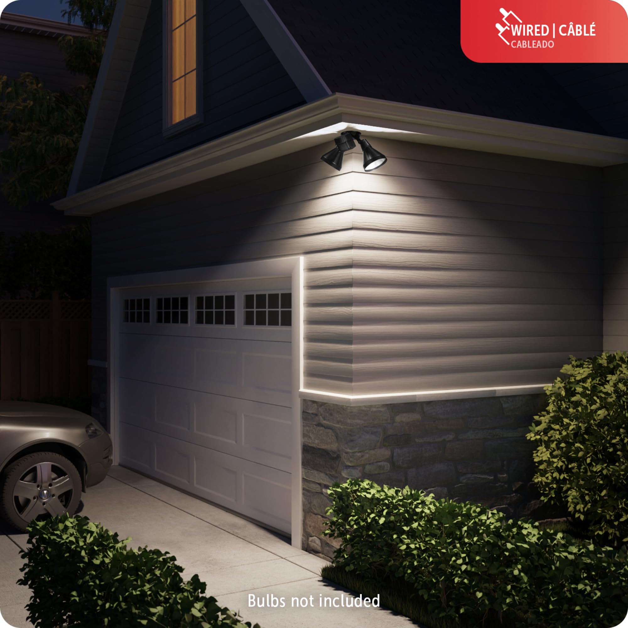 Globe Electric Motion Sensor Security Flood Light, 180-Degree, Black, Model 17000140
