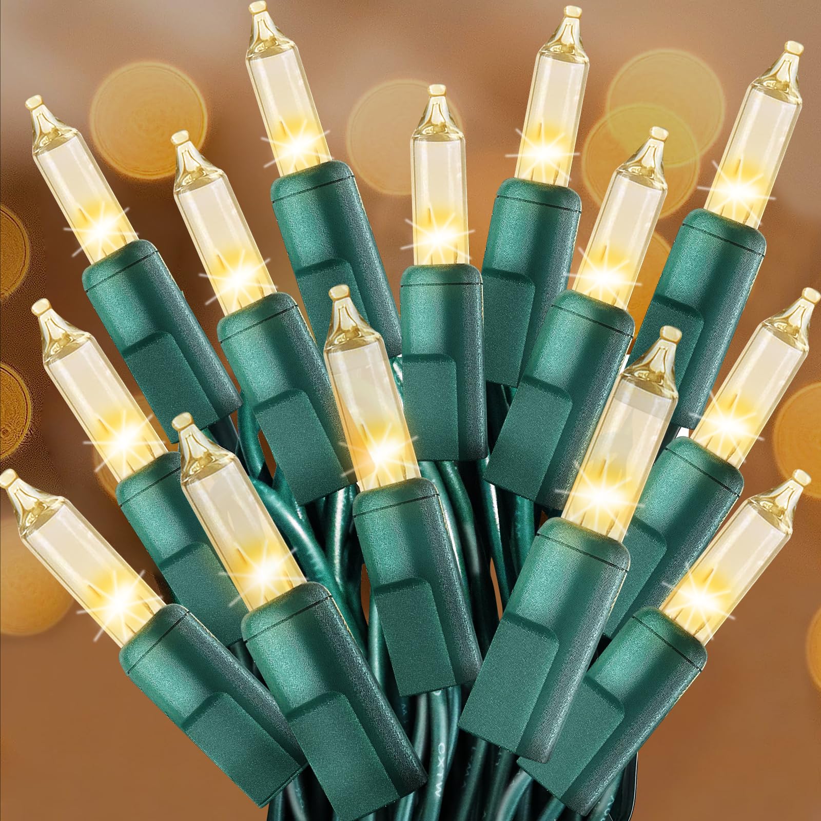 CXLHO Clear Christmas Lights 50FT 200 Incandescent Bulbs Warm White Mini Lights with Green Wire for Christmas Tree, Garland, Tha