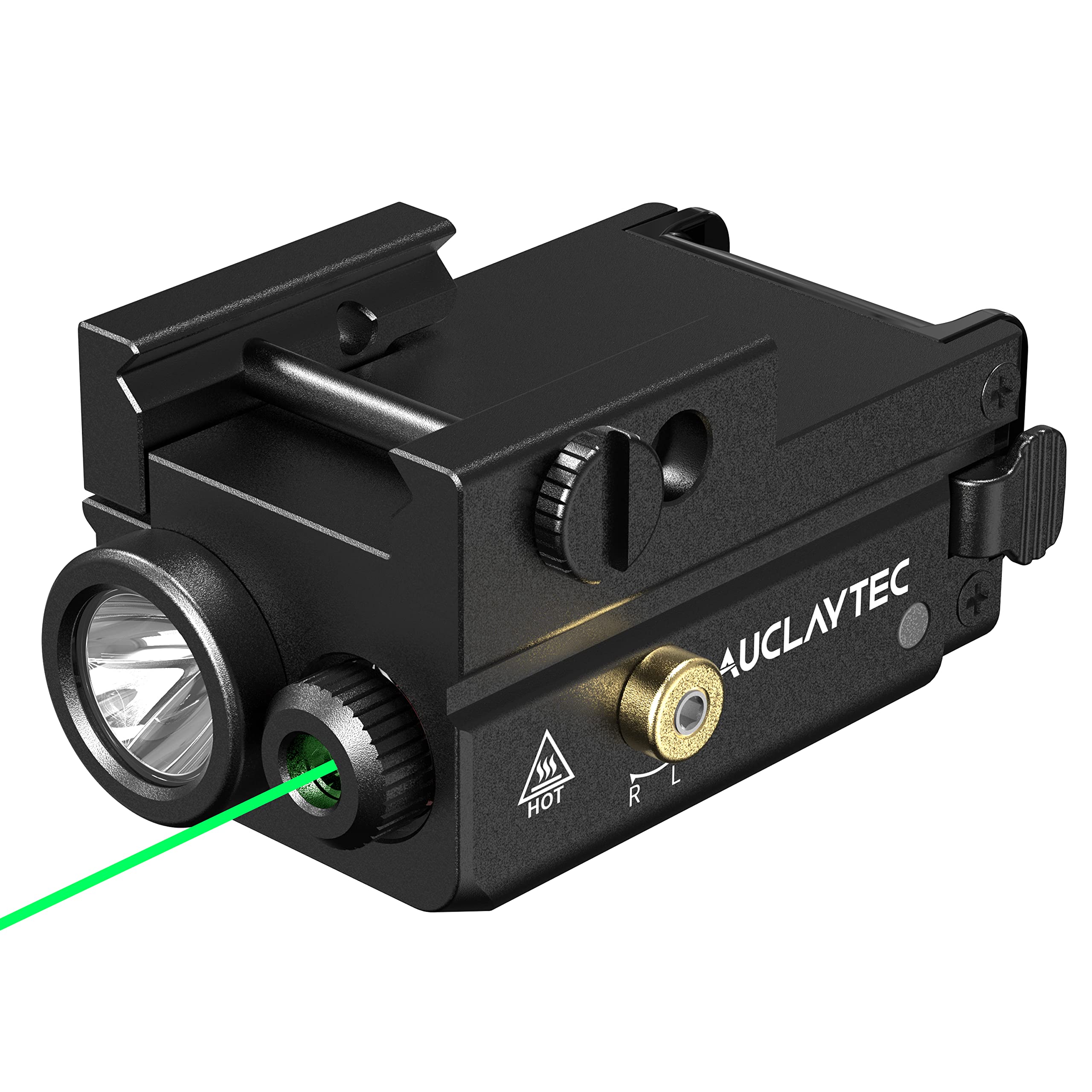 AUCLAYTEC 420 Lumen Tactical LED Flashlight with Laser Sight Combo Impact Resistant  Built in Rechargeable Battery with Ambidextrous Switch Design and 3 Light Modes