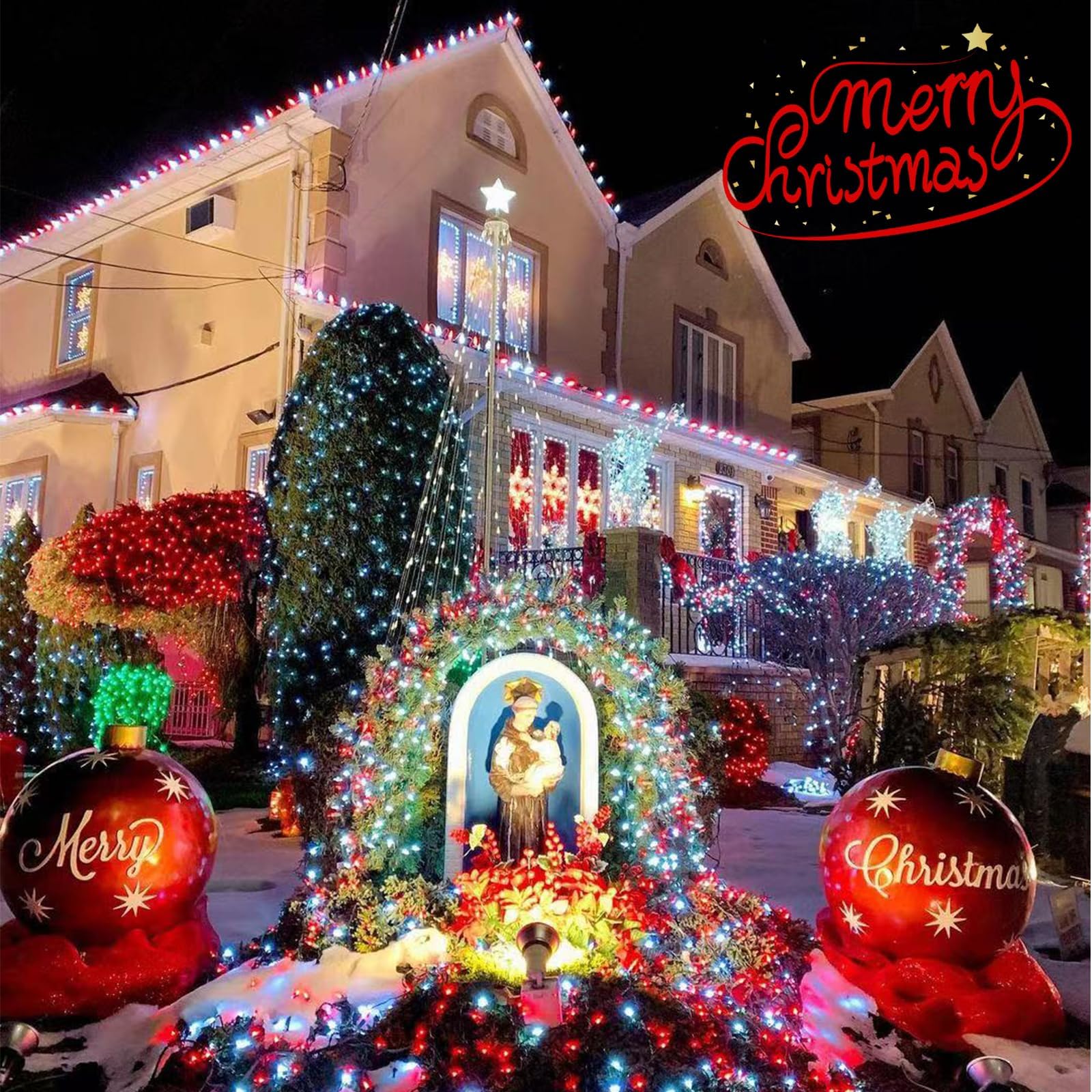 Yeguo 165Ft 500 Led Red And White Christmas Lights Outdoor Waterproof  Clear Wire String Lights Indoor Plug In  8 Modes Clear Wire Twinkle Tree Light For Xmas Party Garden